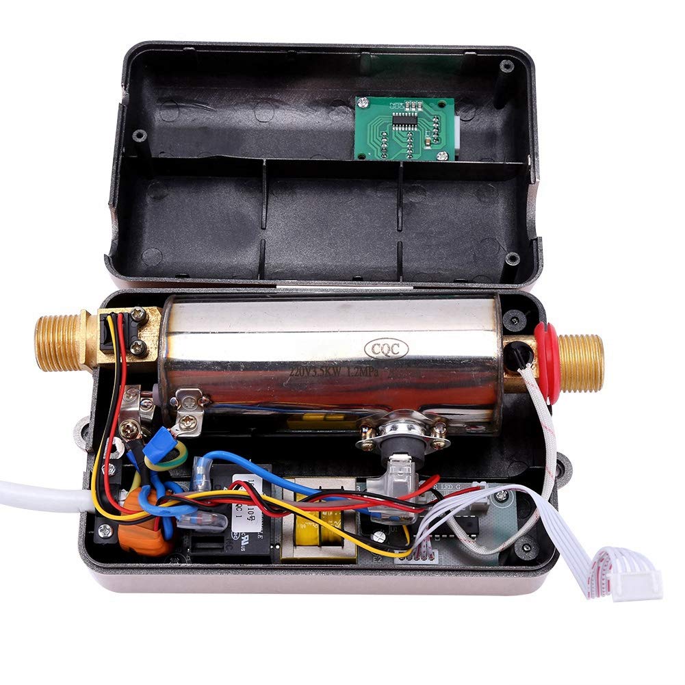 220V 3800W Instant Tankless Electric Water Heater - Mini Hot Water System for Bathroom, Kitchen & Washing - Fast Heating, Energy Efficient (Golden) - Perfect for Small Homes, Apartments & RVs