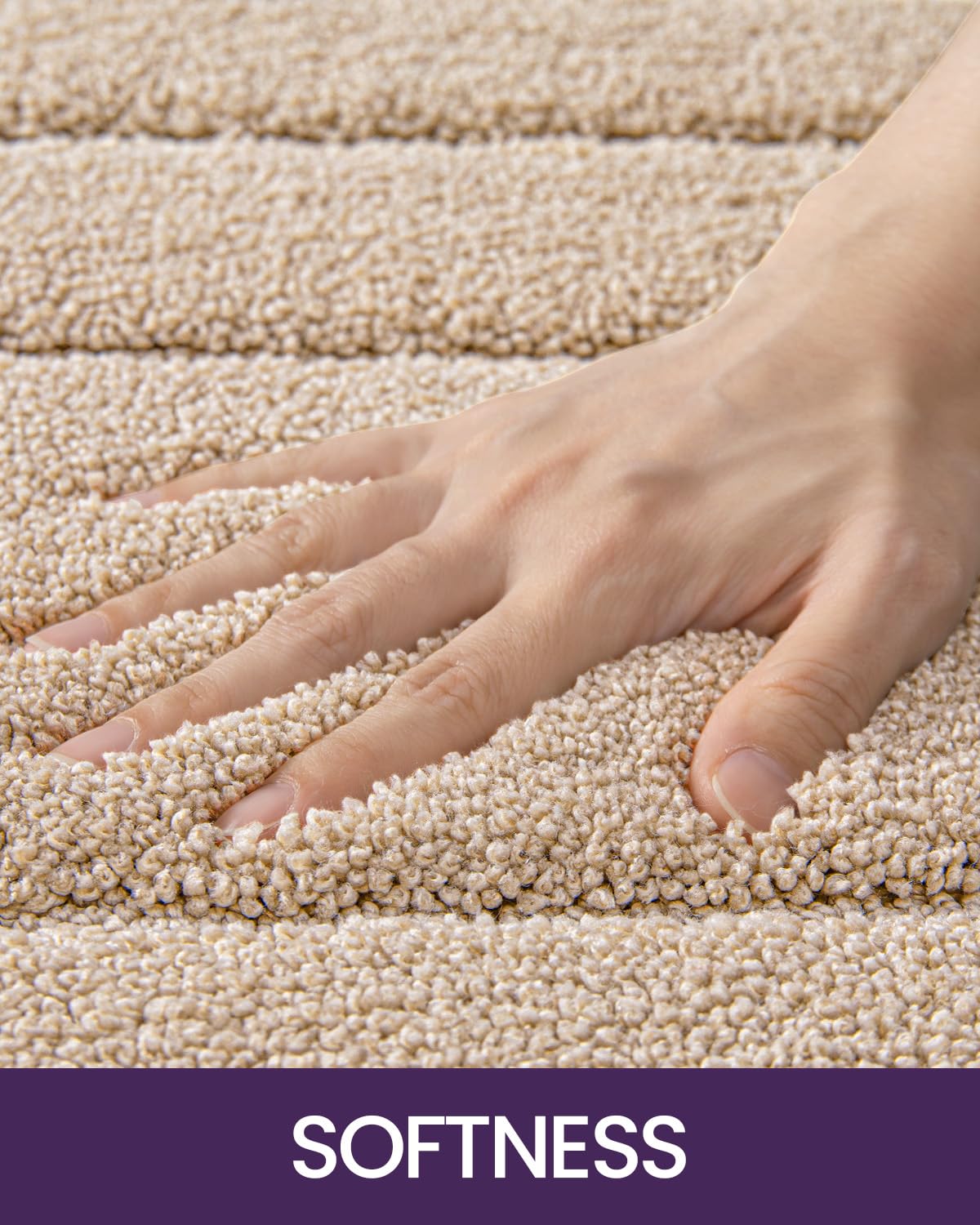 DEXI Non-Slip Bathroom Rug 24x16 Inches - Super Absorbent Quick-Dry Microfiber Shower Mat with Rubber Backing - Machine Washable Soft Bath Mat for Bathroom Floor - Perfect for Bath, Shower & Vanity Areas (Beige)