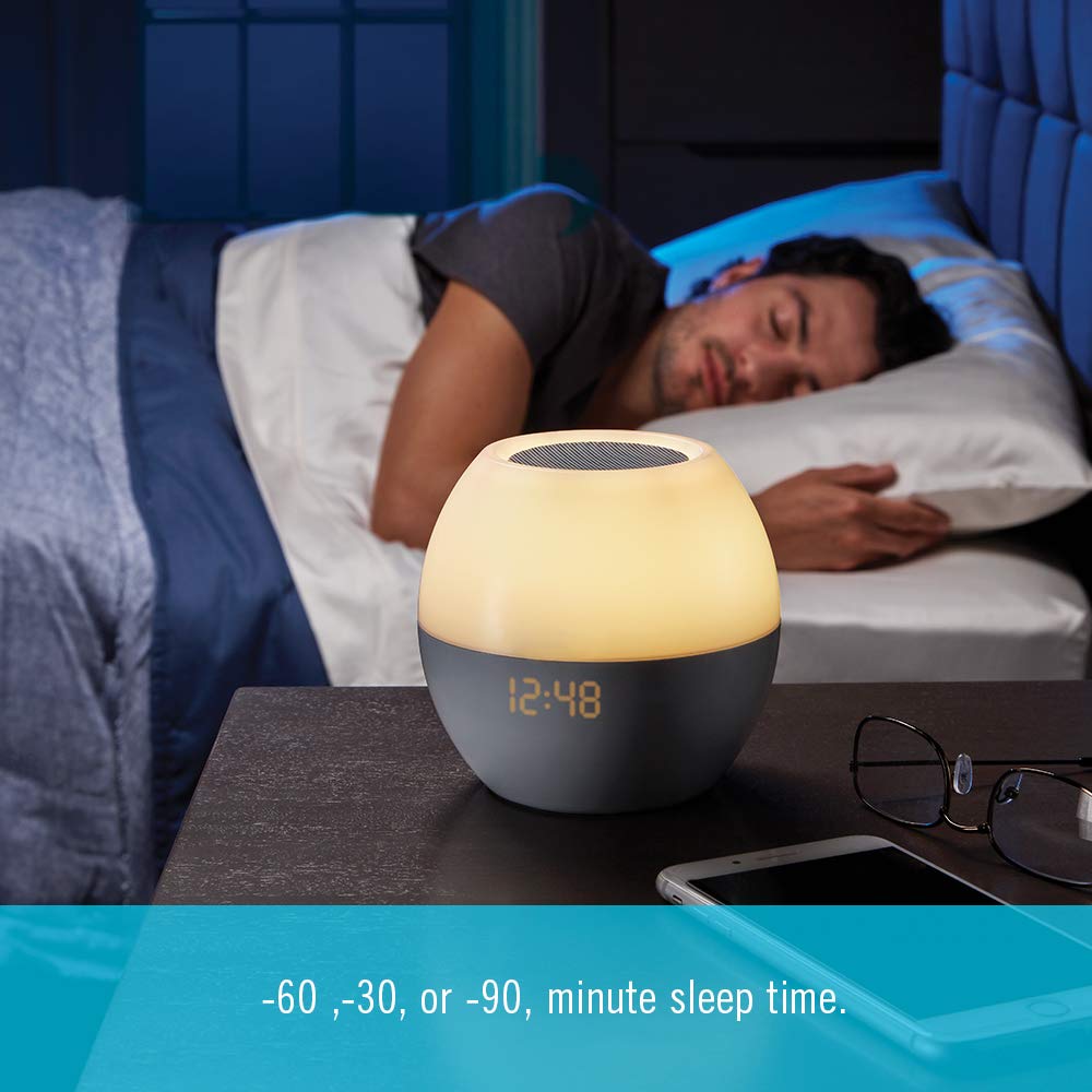 Homedics White Noise Machine for Adults & Babies - Bluetooth Sound Machine with Sunrise Alarm, 7-Color Night Light & Auto-Off Timer | Perfect for Nursery, Office, Meditation & Sleep Therapy