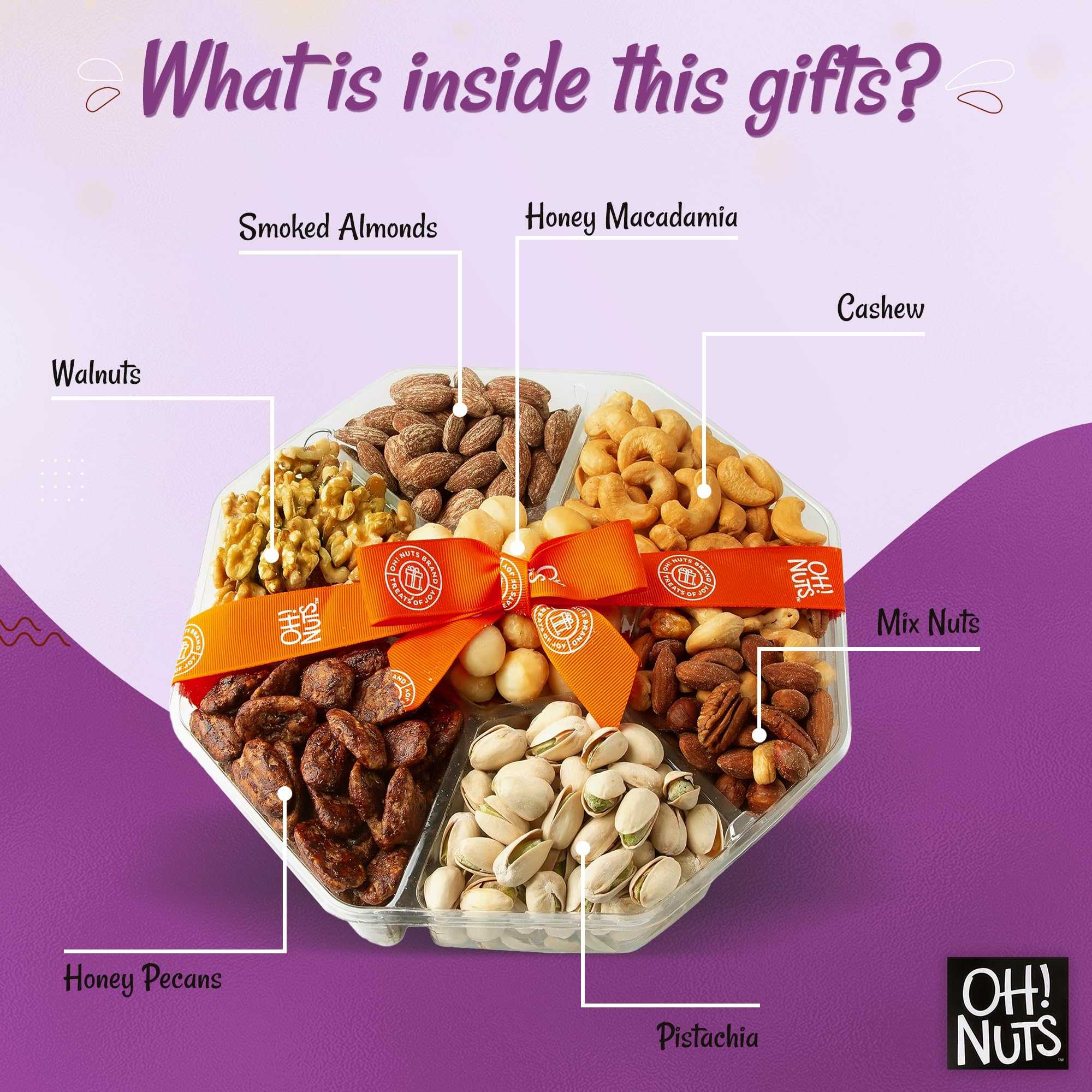 Premium 2.2 LB Mixed Nuts Gift Basket - 7 Variety Freshly Roasted Nut Collection for Holidays, Birthdays & Corporate Gifts - Luxury Snack Tray for Parties, Anniversaries & Office Events - Perfect Gourmet Gift for Men & Women (Oh Nuts) - Great for Holiday Entertaining, Office Snacking & Thoughtful Gift Giving