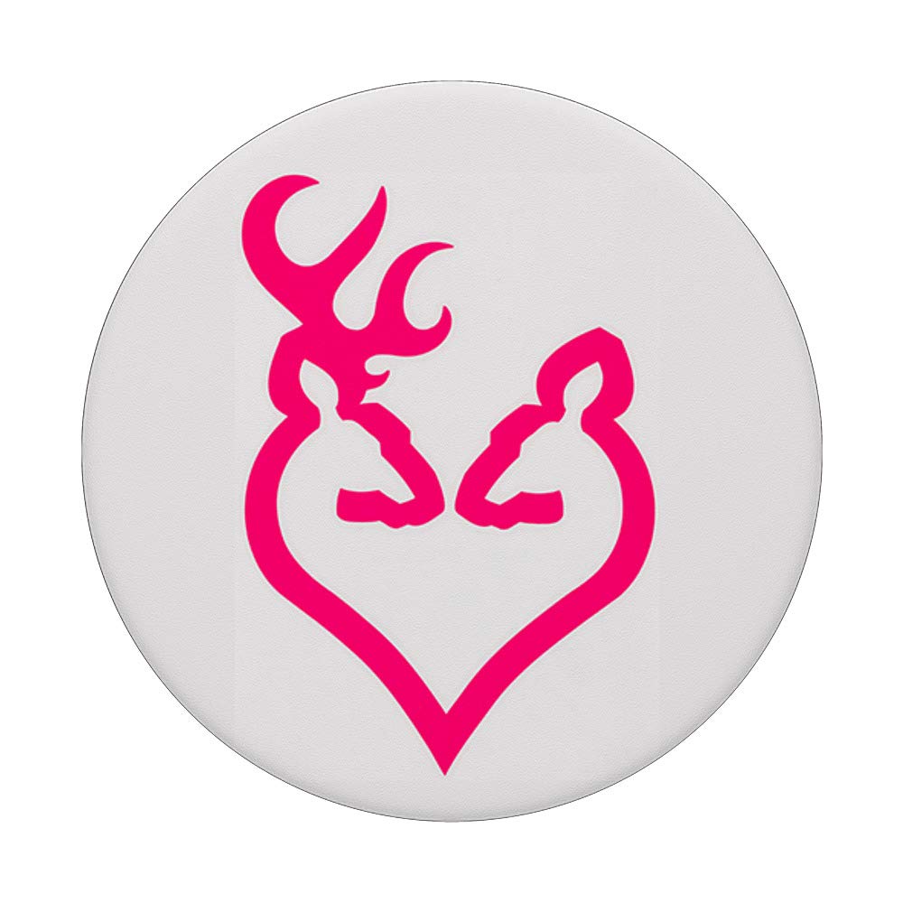 Pink Deer Heart Hunting Emblem PopSockets PopGrip - Interchangeable Phone Grip for iPhone, Samsung & Tablets - Perfect for Outdoor Enthusiasts & Hunting Lovers