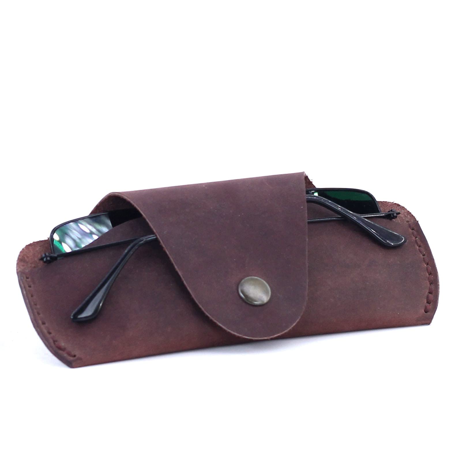 Premium Soft Leather Glasses Case - Slim Protective Eyewear Sleeve for Men & Women - Vintage Style Sunglass Holder - Perfect for Travel, Office & Daily Use