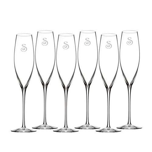 Waterford Personalized Elegance Classic Champagne Flutes - Set of 6 Custom Engraved Crystal Glasses for Weddings, Anniversaries & Special Celebrations