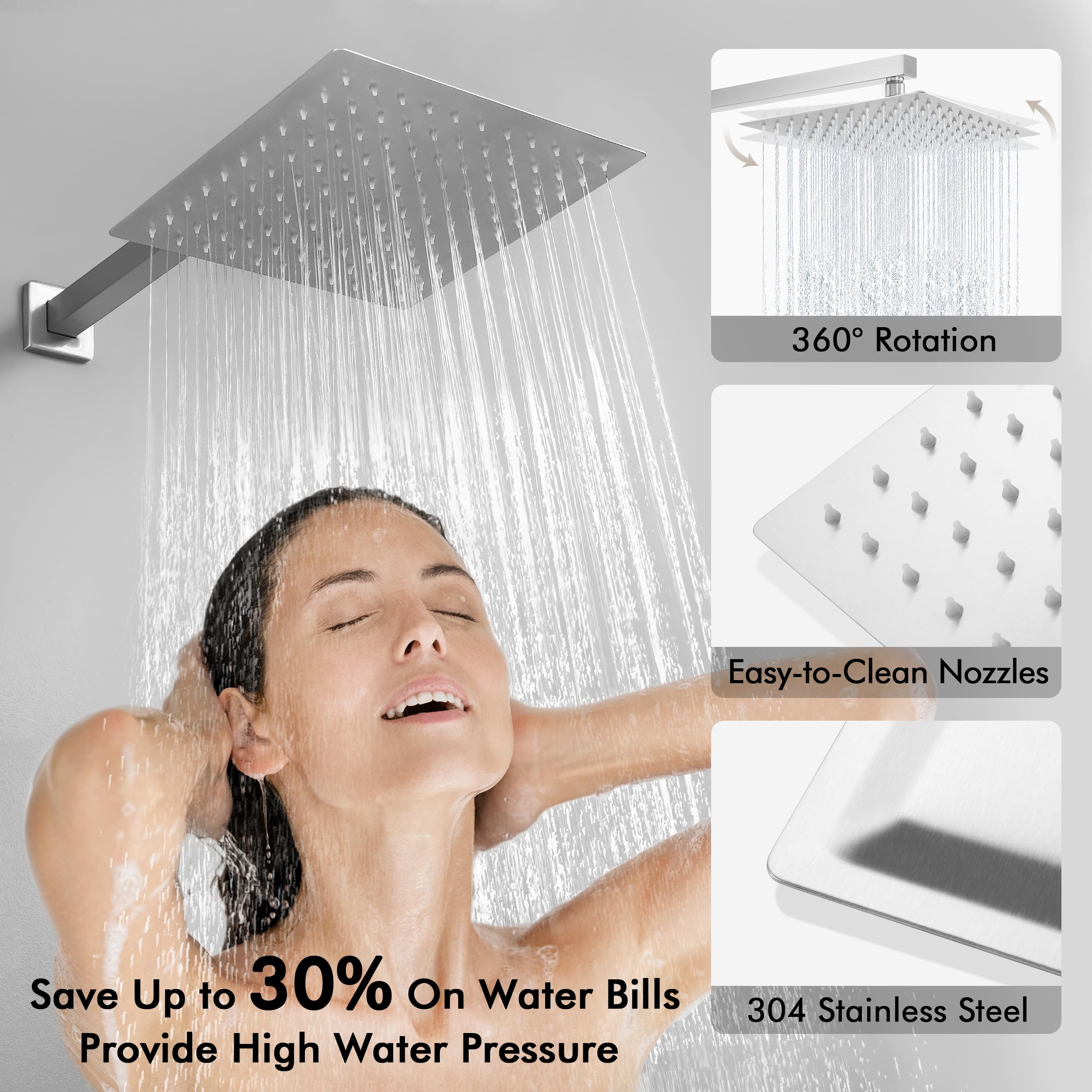 KES Pressure Balancing Shower Valve System with Tub Faucet, Handheld & 10