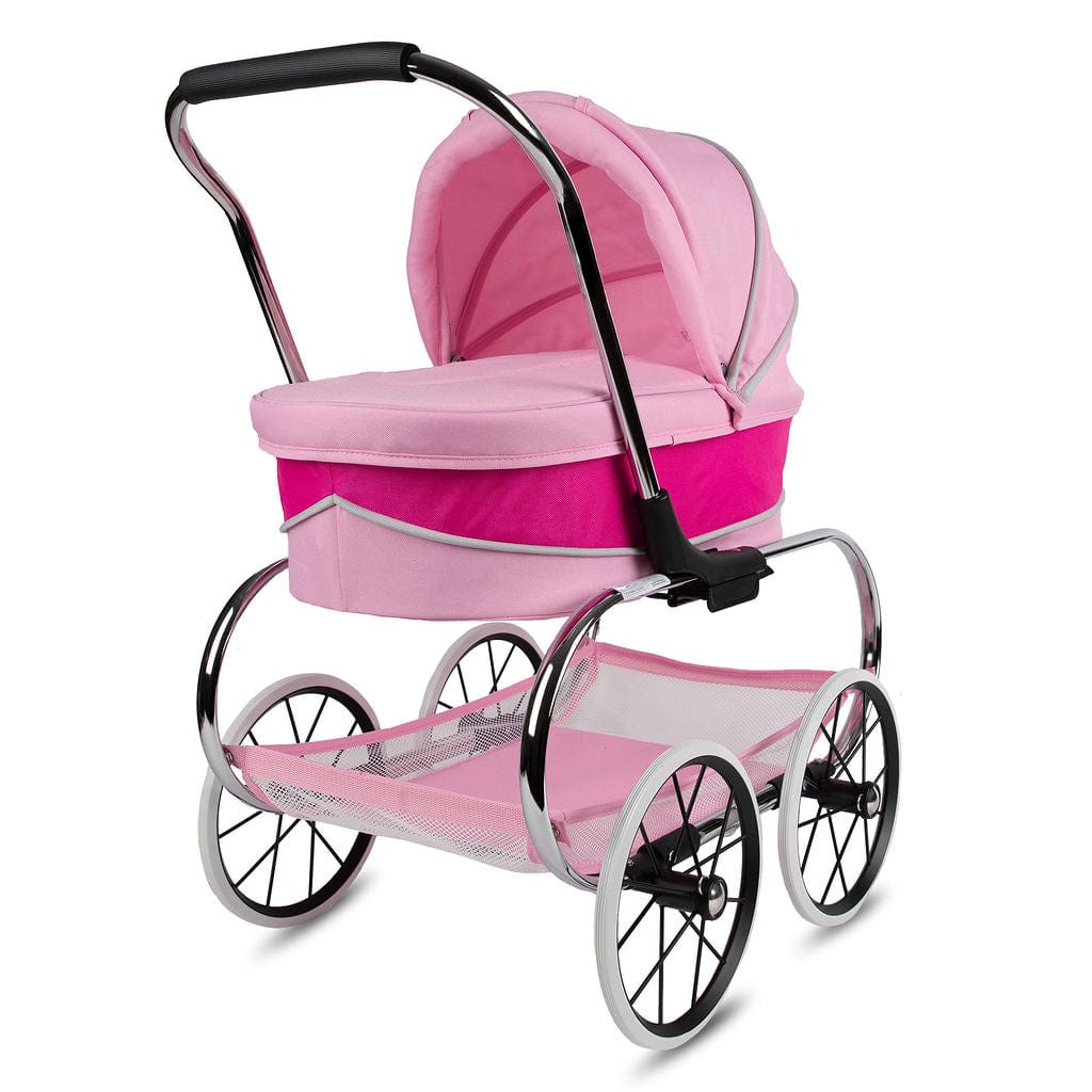 Valco Baby Princess Doll Stroller - Pink & White Foldable Toy Stroller for Kids - Perfect for Pretend Play, Role Play & Outdoor Walks with Dolls