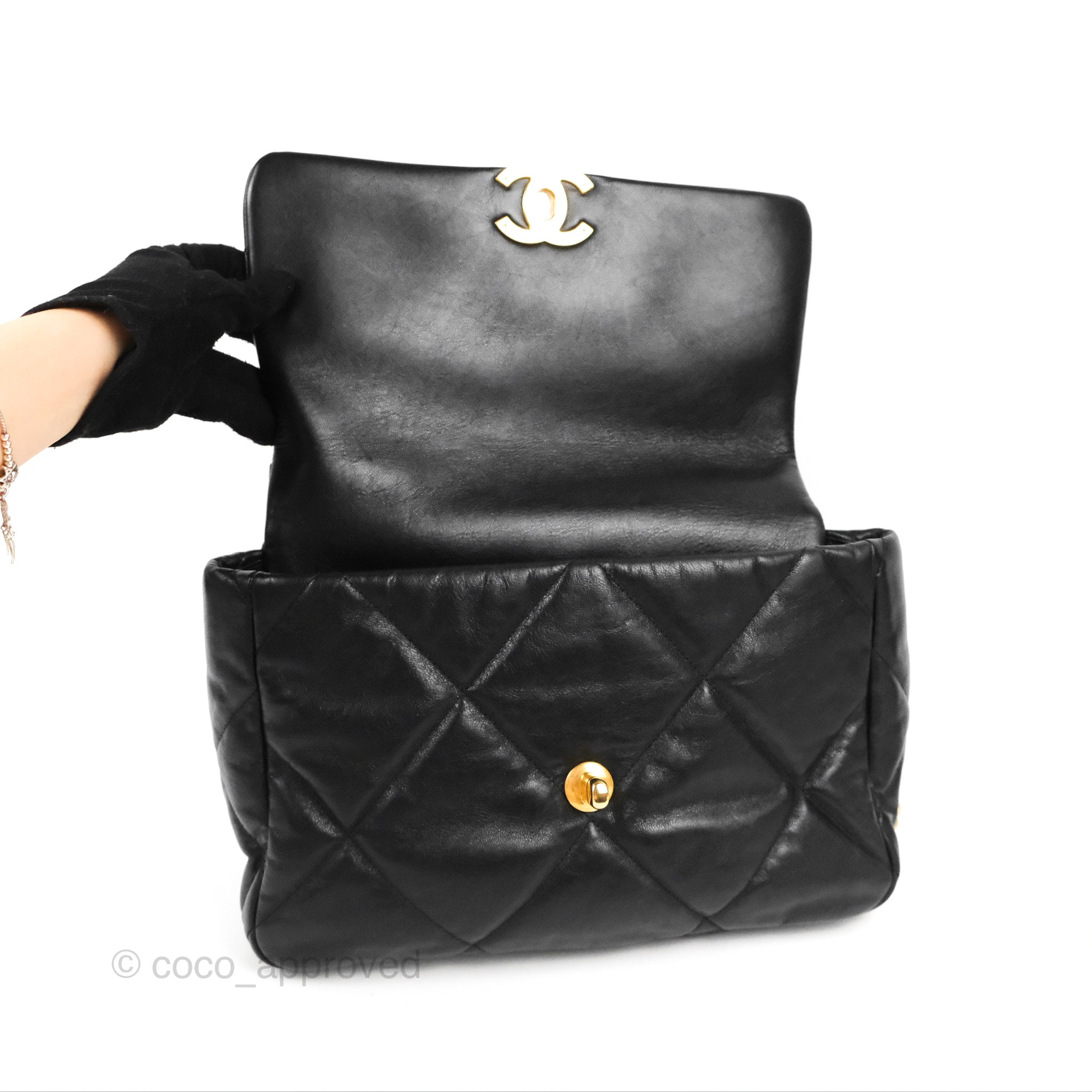 Chanel 19 Medium Flap Bag in Black Goatskin Leather with Mixed Hardware - Luxury Shoulder Bag for Women, Perfect for Work, Evening Events & Everyday Use