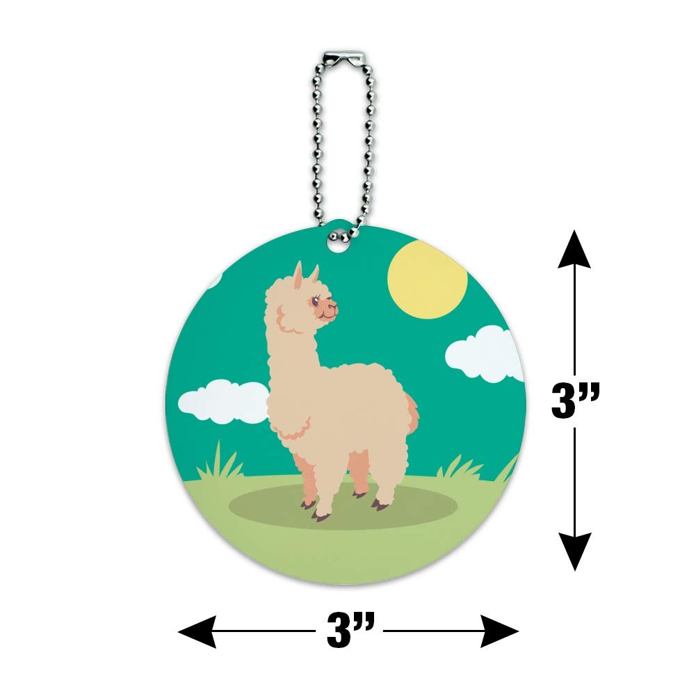 Soft Fluffy Alpaca Round Luggage ID Tag - Cute Suitcase Name Tag for Carry-On Bags - Perfect for Travel Identification & Personalization