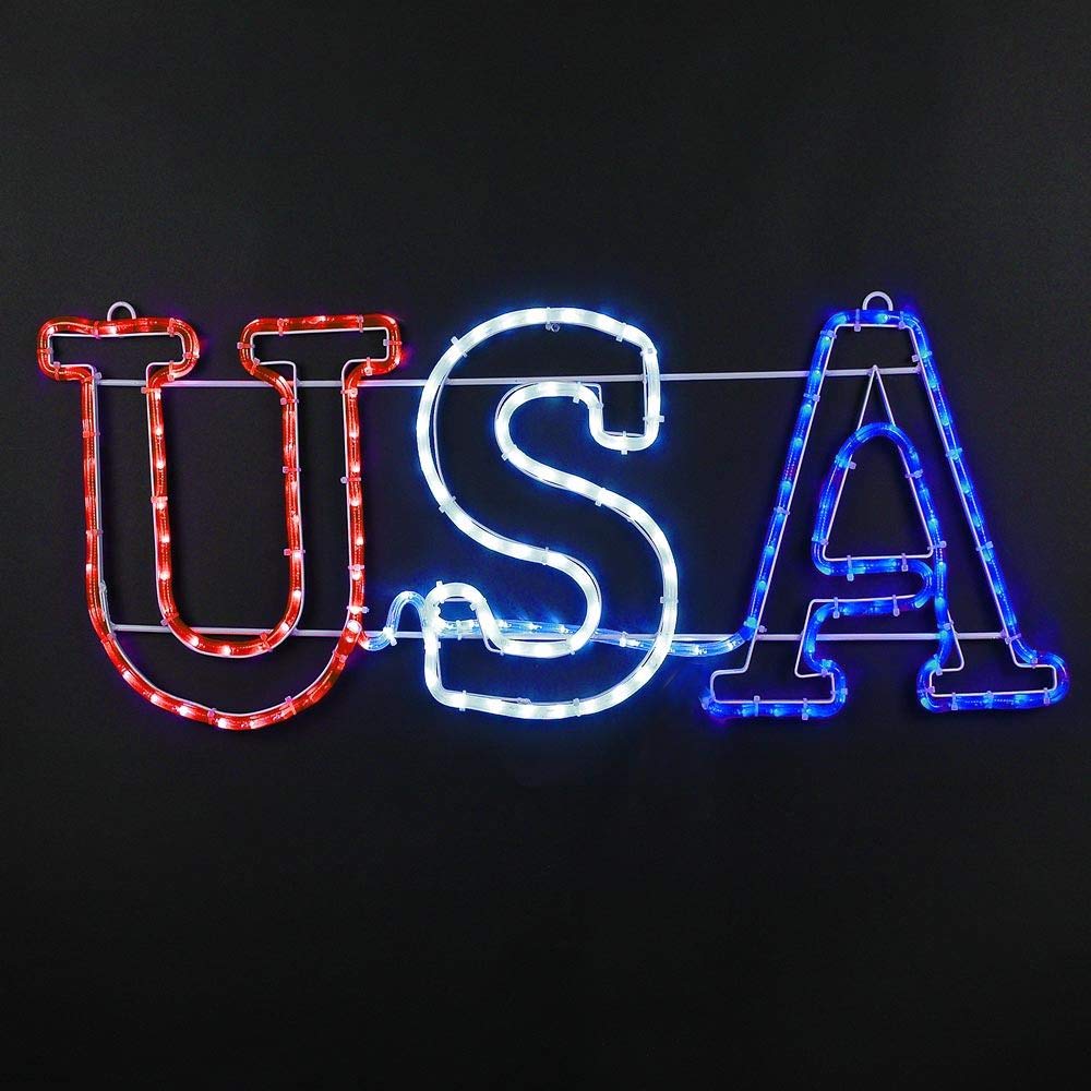 USA Flag LED Rope Light - Red White & Blue Patriotic Decoration for 4th of July, Independence Day, Memorial Day | Outdoor & Indoor Party Decor, Backyard Lighting, Holiday Home Decor