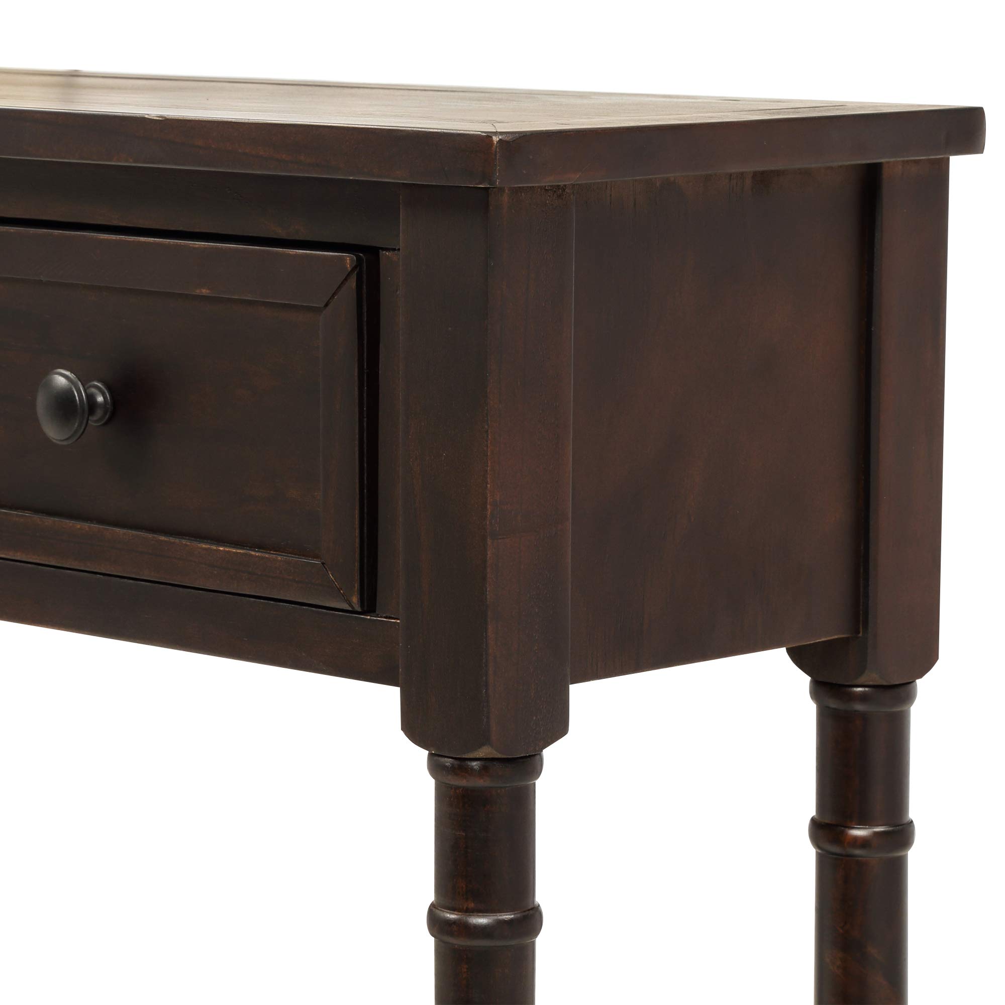 Modern Espresso Console Table with 2 Storage Drawers & Bottom Shelf - Sofa Table for Living Room, Entryway, Hallway - Easy Assembly Home Decor Furniture for Small Spaces
