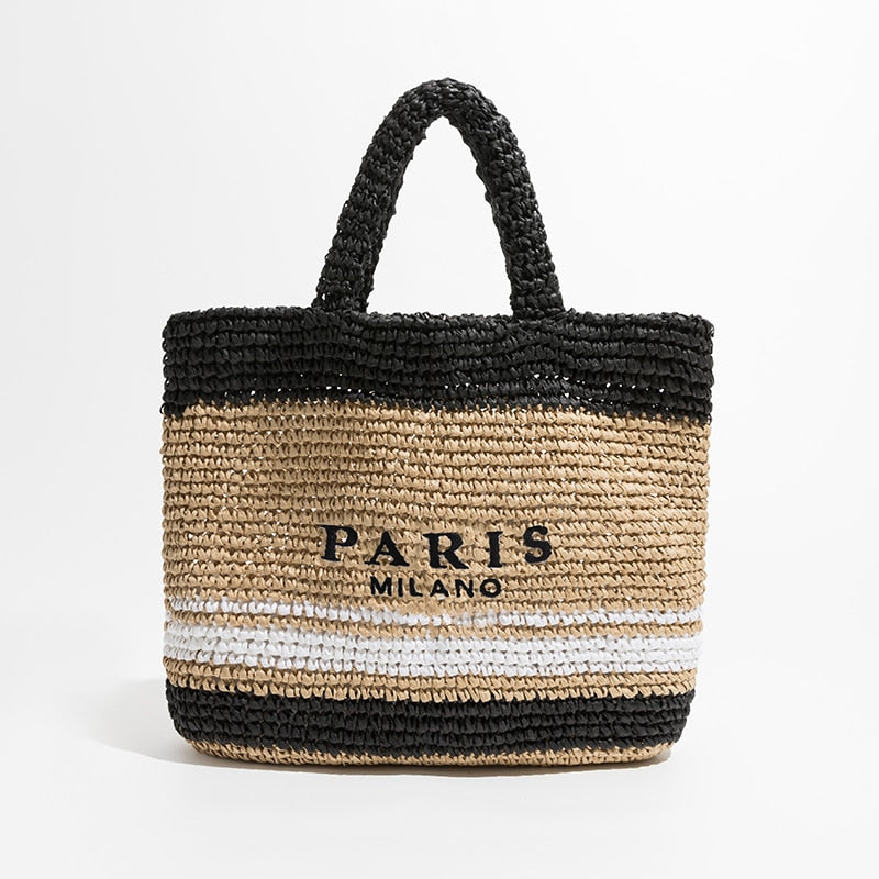 Stylish Women's Striped Straw Handbags - Trendy Summer Beach Tote for Vacation, Shopping & Outdoor Activities
