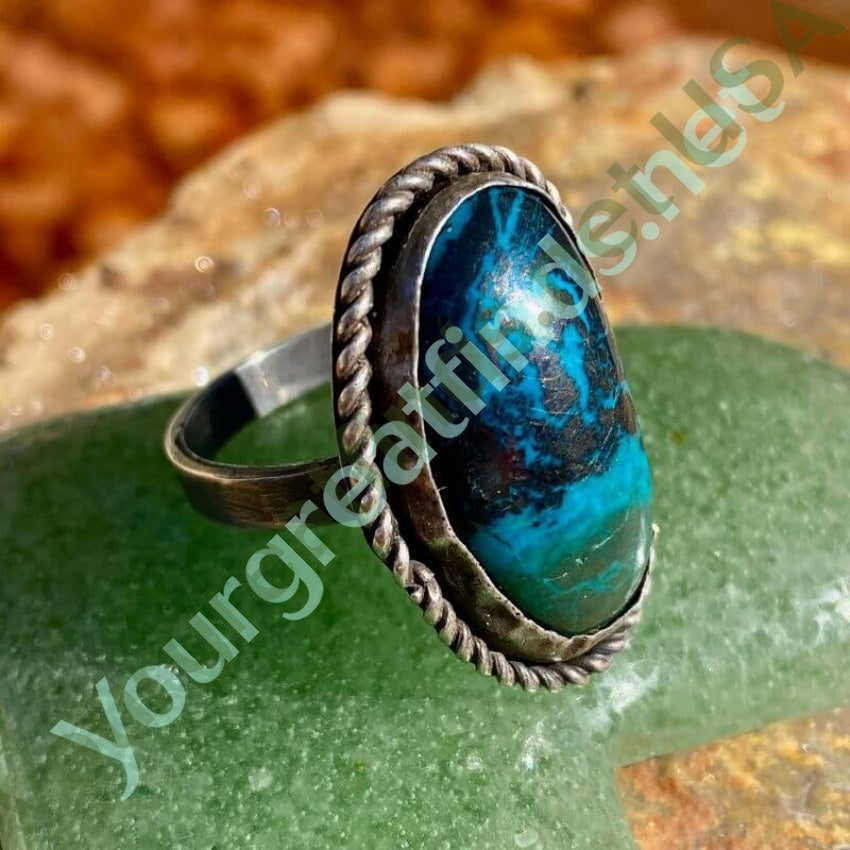 Stunning Chrysocolla Sterling Silver Ring Size 7 - Natural Black Blue Green Gemstone Jewelry for Women, Perfect for Gifts, Weddings & Boho Fashion