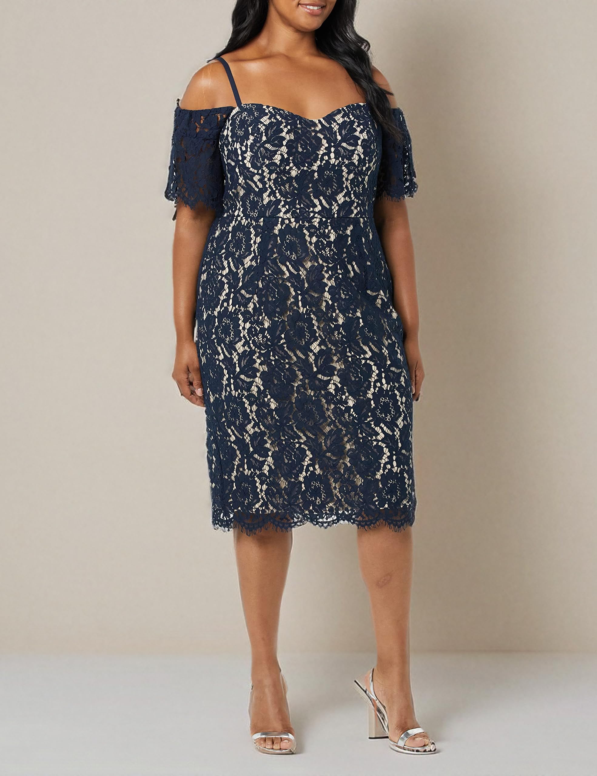 Plus Size Women's Lace Dress Elegant Floral Maxi Dress for Wedding Party Evening Occasions