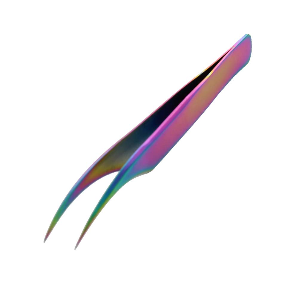 Auniwaig 125mm Stainless Steel Precision Tweezers with Magnetic Curved Tip - Professional Electronics, Soldering, Jewelry & Craft Tools - Comes with Colorful Dolphin Clip & Leather Case - Perfect for DIY Projects, Watch Repair & Model Making