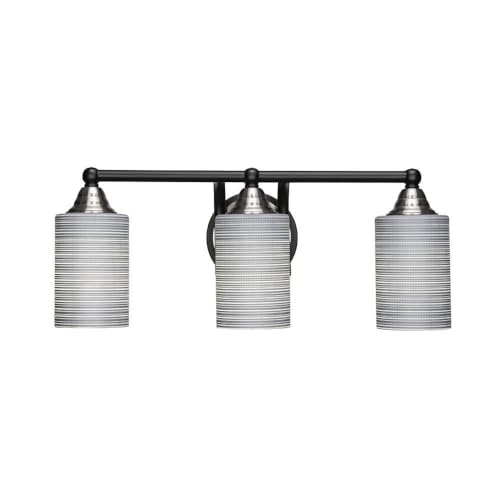 Toltec Lighting Paramount 3-Light Bathroom Vanity Light Bar in Matte Black & Brushed Nickel (3423-MBBN-4062) - Perfect for Modern Bathrooms, Powder Rooms & Spa-Style Decor