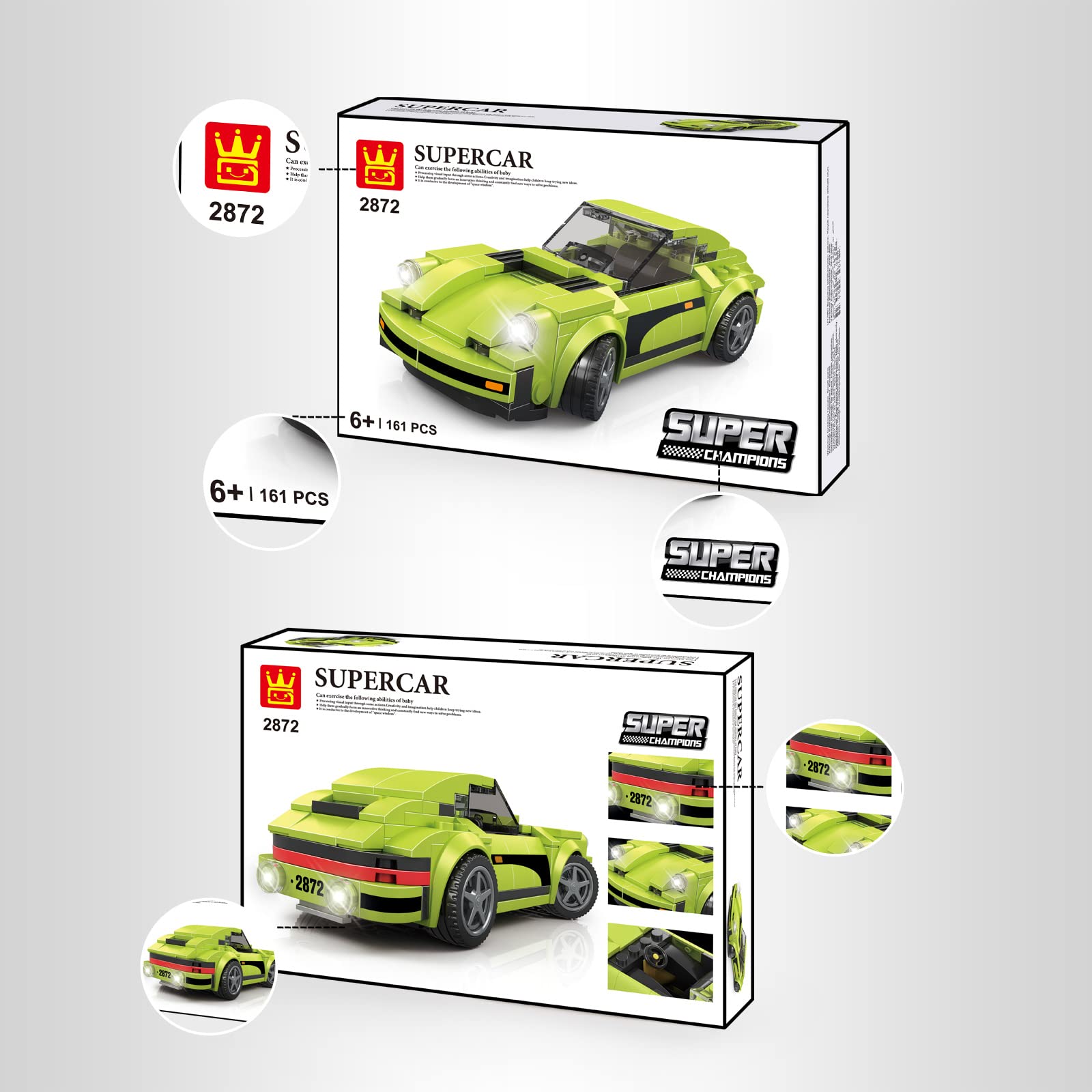 Wange Supercar Building Blocks Toy Set - 161 Piece Speed Champions Racing Car Kit, Collectible Sports Car Model for Kids & Adults - Perfect Gift for Birthday, Christmas & Playtime Racing Adventures