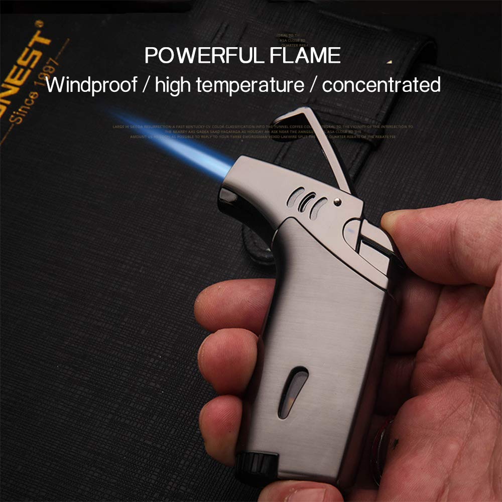 Windproof Butane Turbo Lighter - Refillable Blow Torch for Kitchen & Outdoor