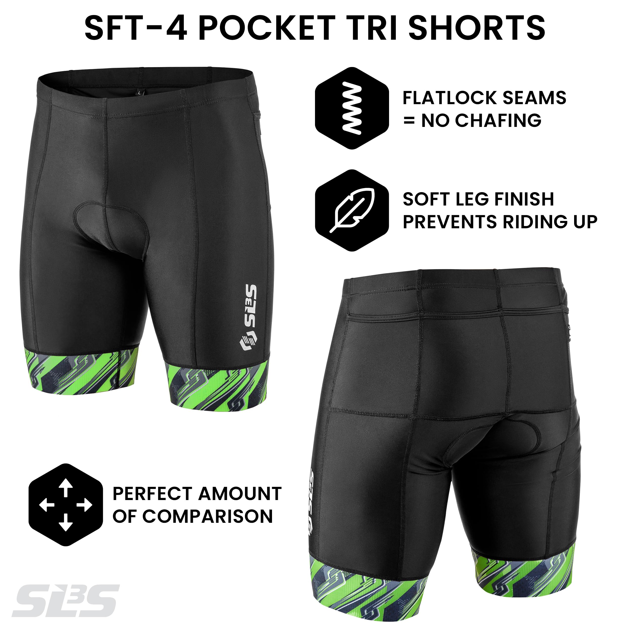 SLS3 Triathlon Shorts for Men - FRT Padded Swim Bike Run Shorts - 8