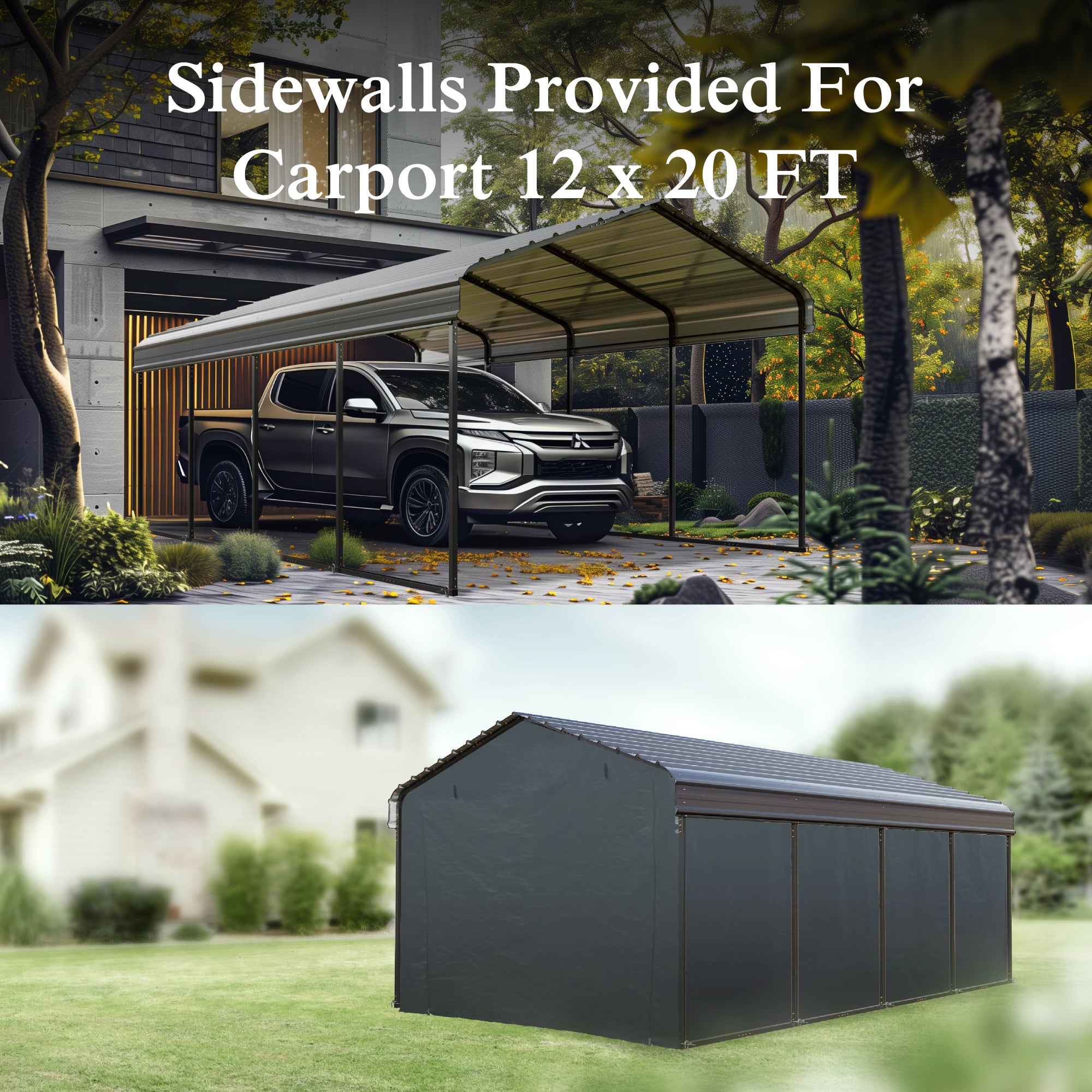 PHI VILLA Heavy Duty Carport with Galvanized Steel Roof - Multi-Purpose Outdoor Shelter for Cars, Boats, RVs & Equipment Storage | Weather-Resistant Steel Frame Canopy for Home, Farm & Commercial Use