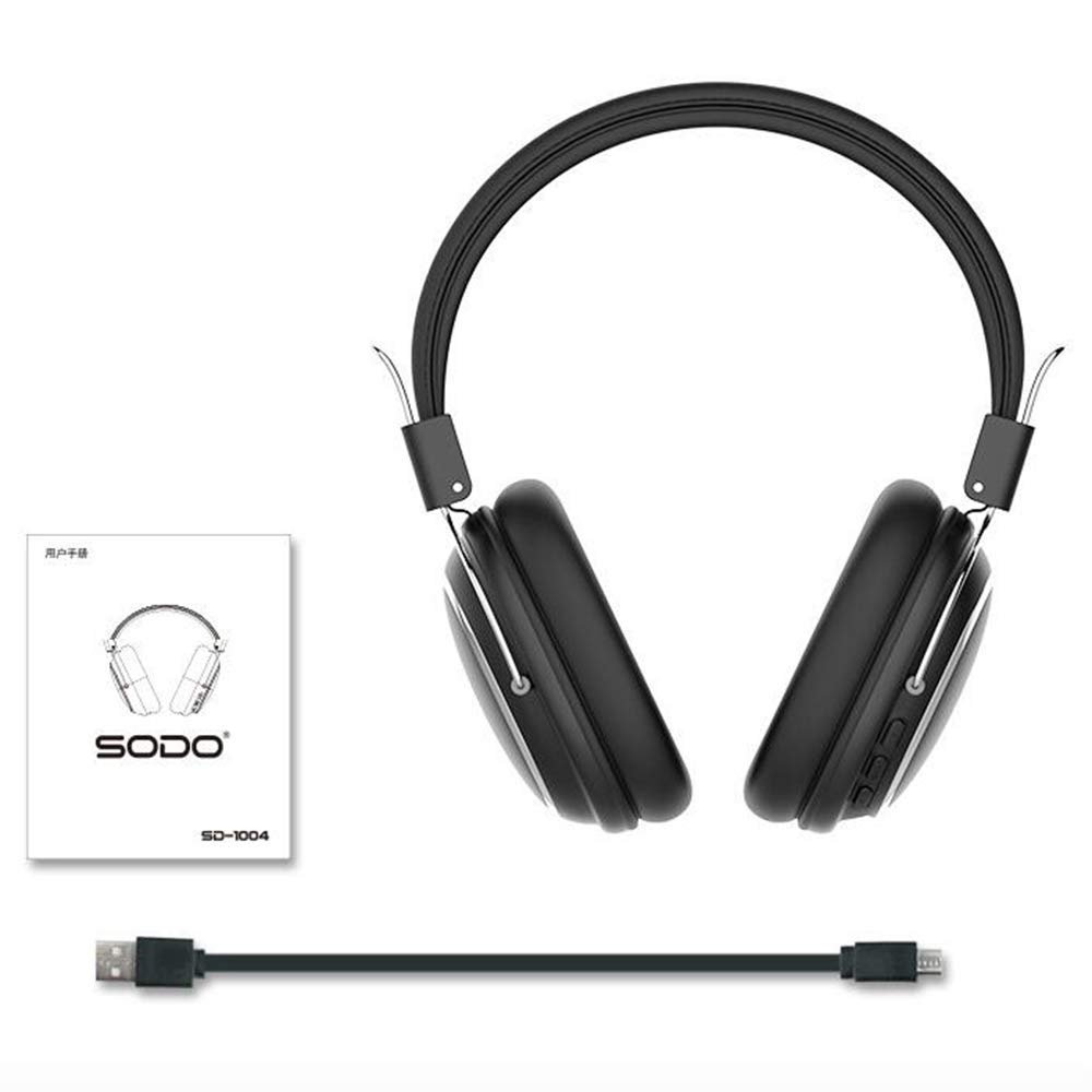 ADITAM Foldable Wireless Bluetooth Headphones with Soft Memory Protein Earmuffs, Built-in Mic for Calls - Compatible with TV/PC/Phone (Black) - Perfect for Work, Travel & Gaming