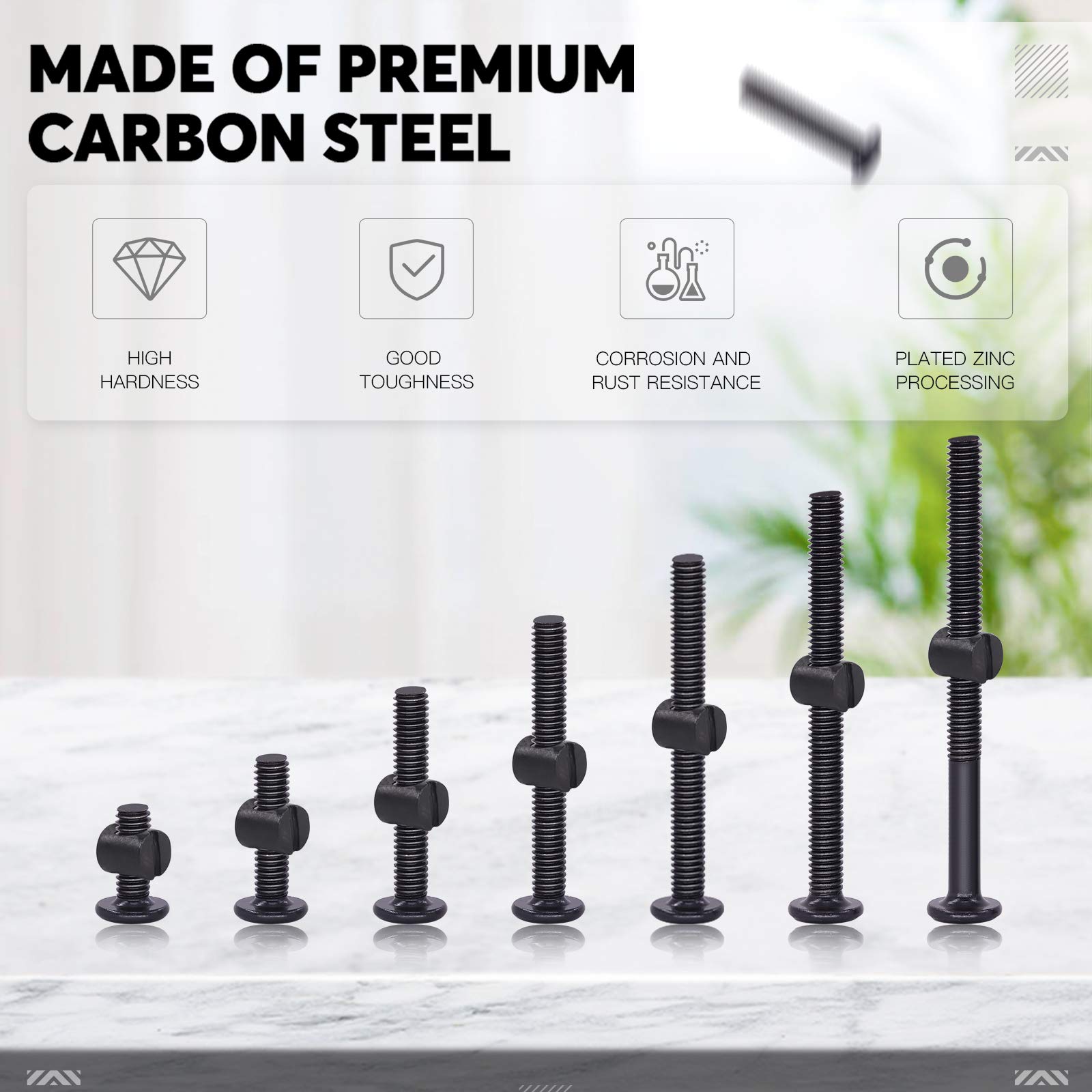 84-Piece M6 Black Hex Socket Cap Bolts Kit (15-75mm) for Baby Cribs & Furniture