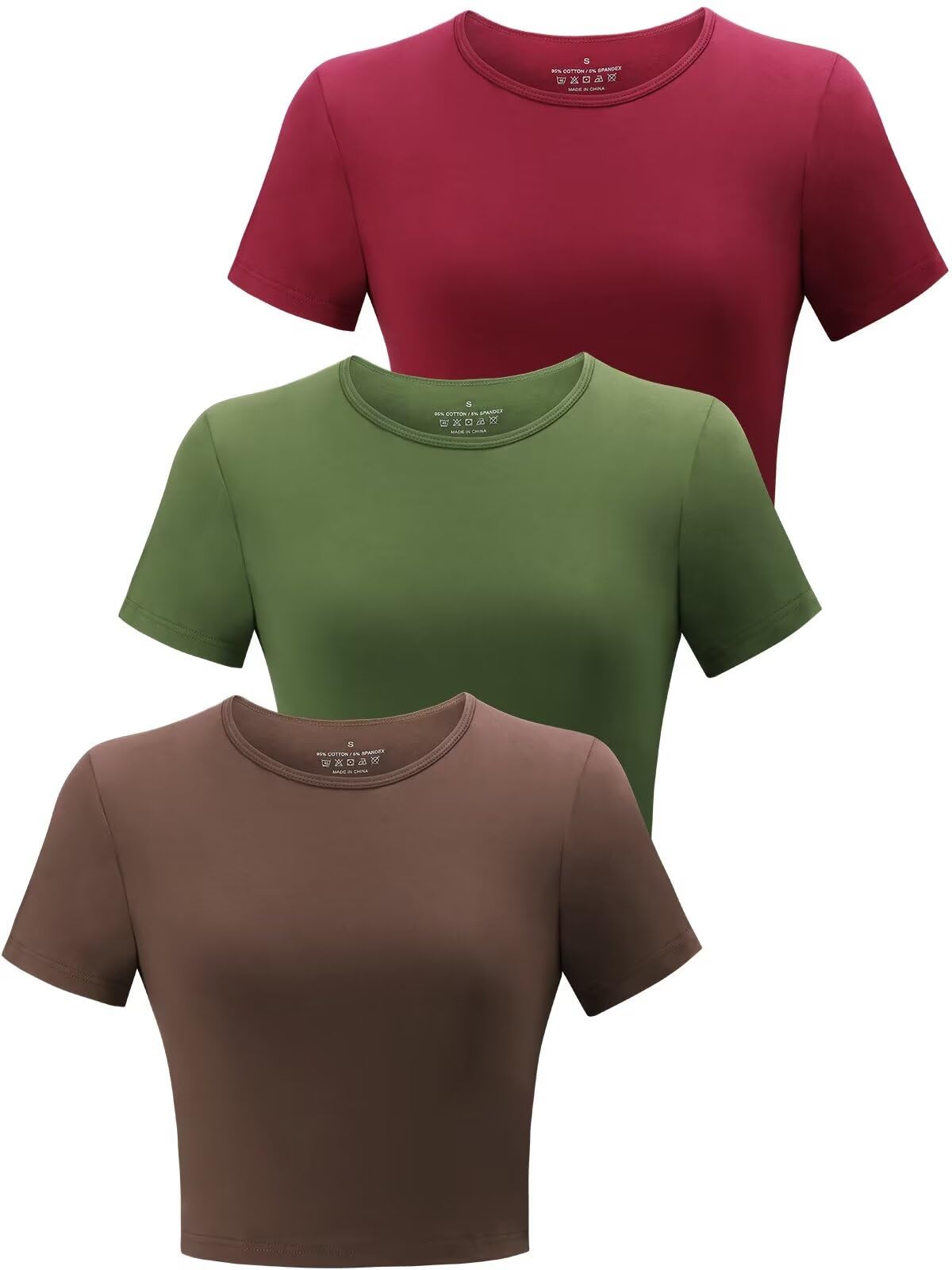 Yeawinta 3 Pack Women's Crop Tops - Breathable Fitted Cotton Workout T-Shirts, Short Sleeve Cropped Tees for Yoga, Running & Gym | Trendy Casual Summer Outfits