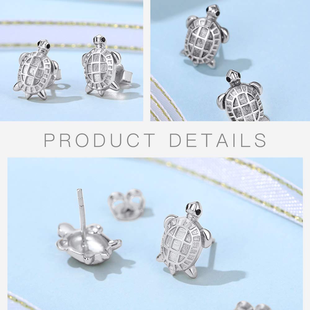 925 Sterling Silver Turtle Stud Earrings for Women & Girls - 18K Gold/Platinum Plated Dainty Sea Turtle Jewelry with Gift Box | Perfect Summer Beach Accessories, Birthday Gifts & Everyday Wear