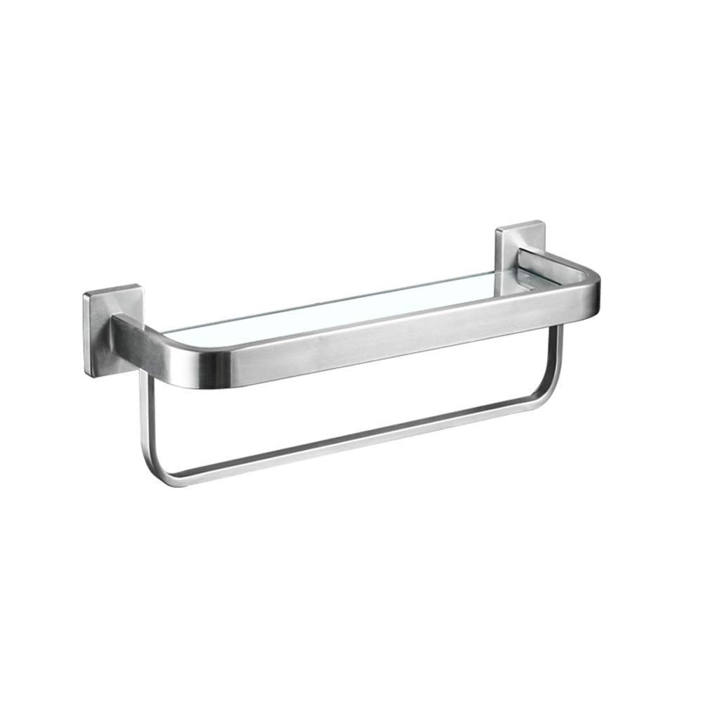Premium Thick Tempered Glass Stainless Steel Wall Mounted Shelf - Rustproof Bathroom & Kitchen Storage Organizer, Shower Caddy, Floating Shelves with Towel Rack - Perfect for Modern Home, Spa, and Hotel Decor