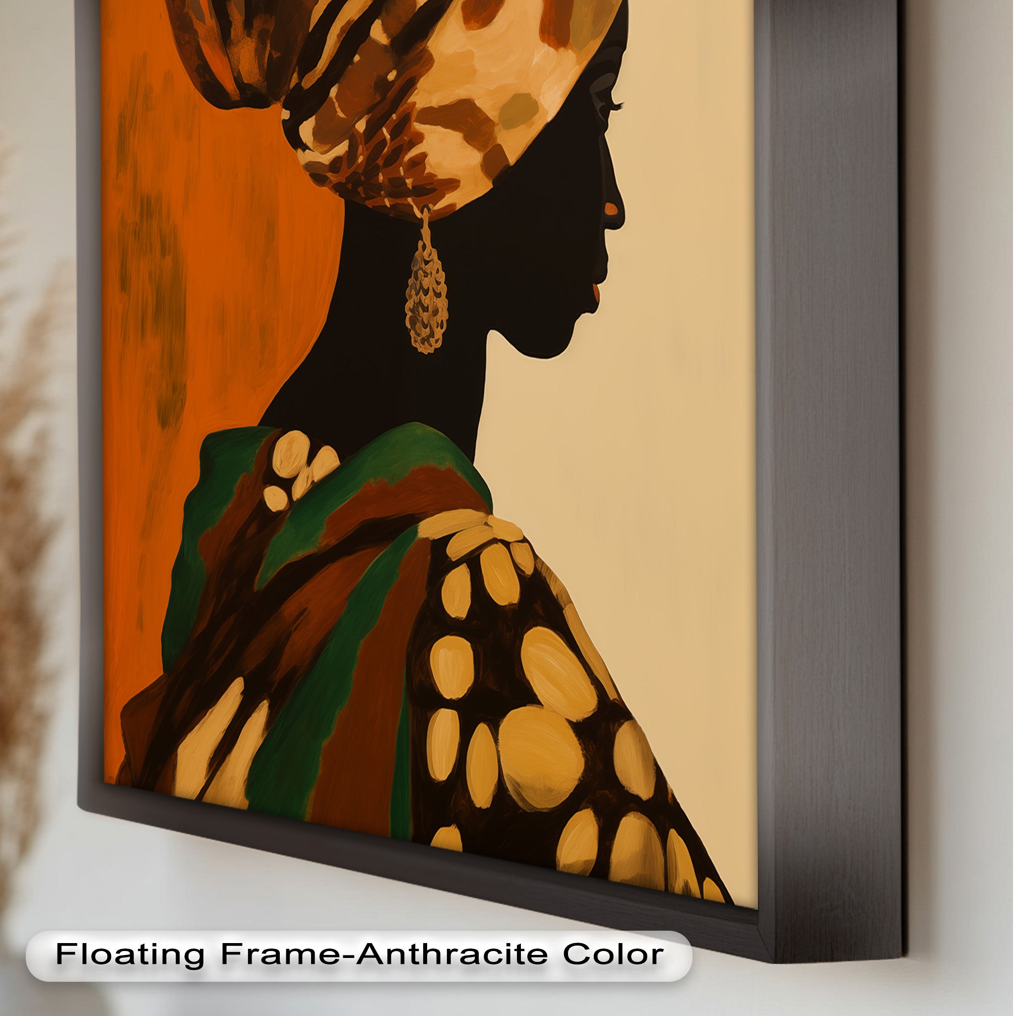 African Woman Portrait Art - Hand-Painted Framed Oil Painting for Home & Office Decor | Wall Art for Living Room, Bedroom, or Office