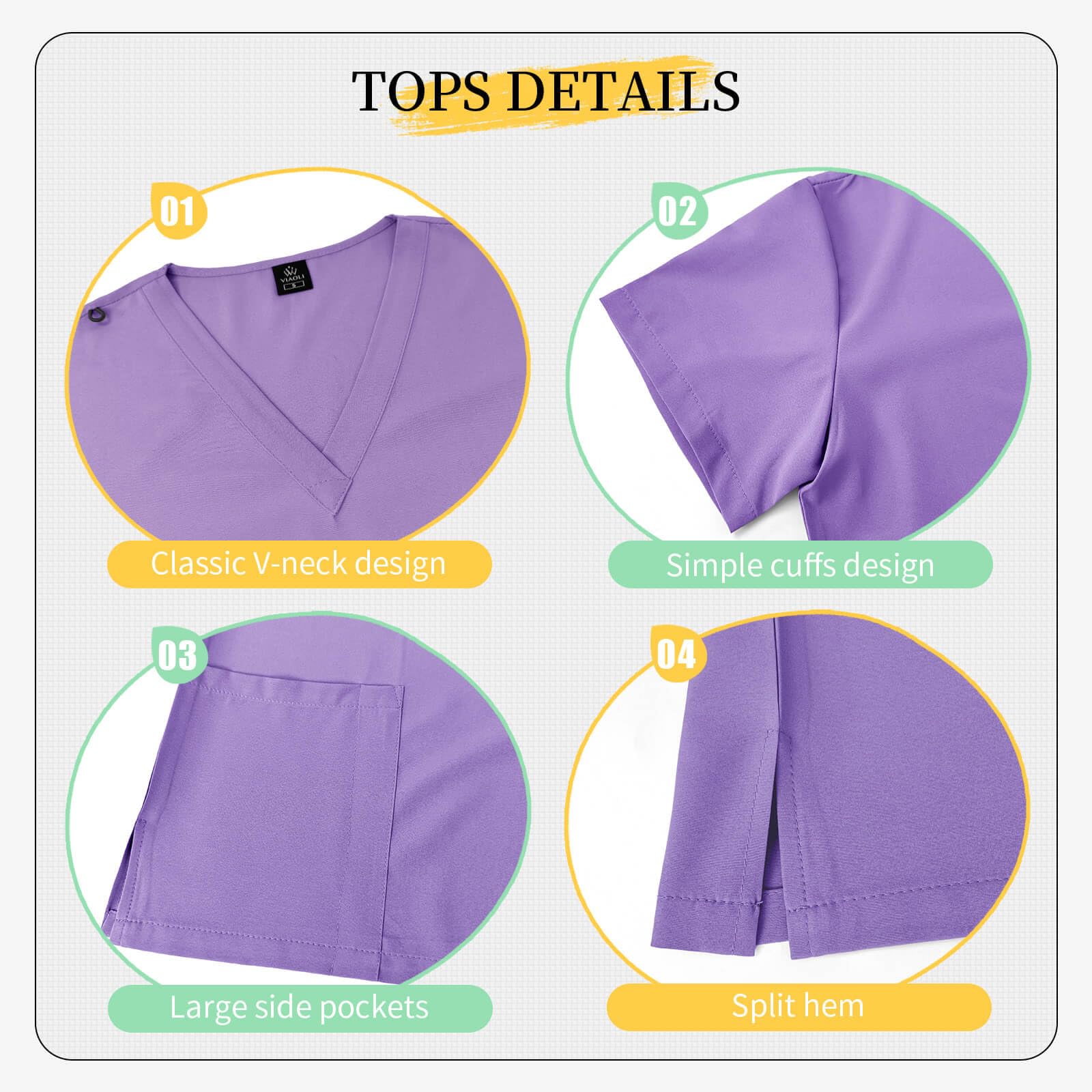 VIAOLI Women's V-Neck Scrub Top & Yoga Jogger Pants Set - 8-Pocket Medical Nursing Uniform for Healthcare Professionals | Comfortable Workwear for Nurses, Doctors & Dental Hygienists | Hospital, Clinic & Healthcare Facility Apparel