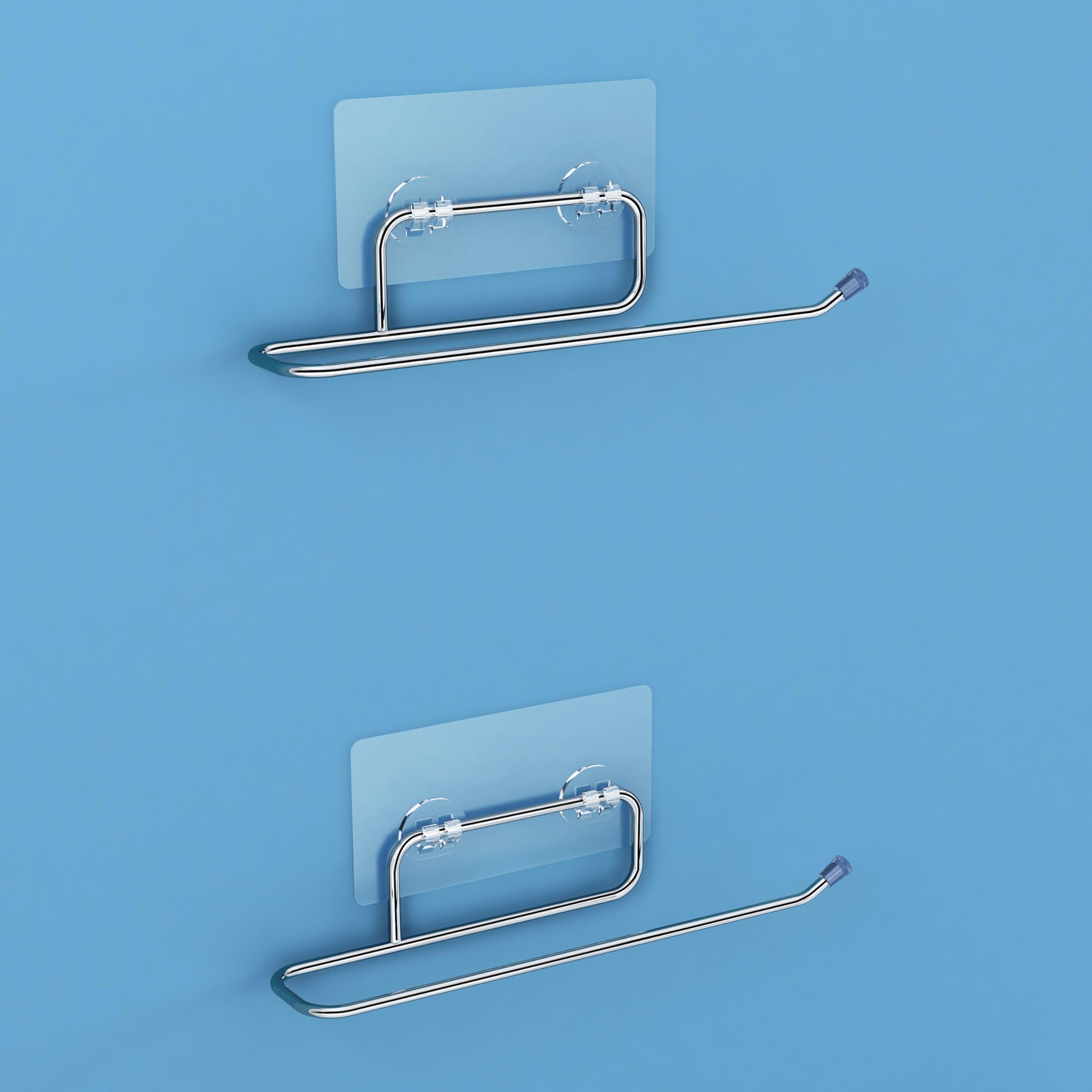 Plantex Self Adhesive Towel Ring - Chrome Bathroom Accessories for Wash Basin & Napkin Hanger, No Drill Installation, Pack of 2 - Perfect for Small Bathrooms, Kitchens & RVs