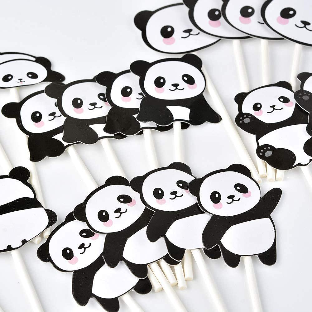 24pcs Panda Cupcake Toppers & Cake Decorations - Cute Panda Animal Theme Party Supplies for Kids Birthday, Baby Shower, Wedding - Perfect for Birthday Cakes, Cupcakes, Dessert Table Decorations