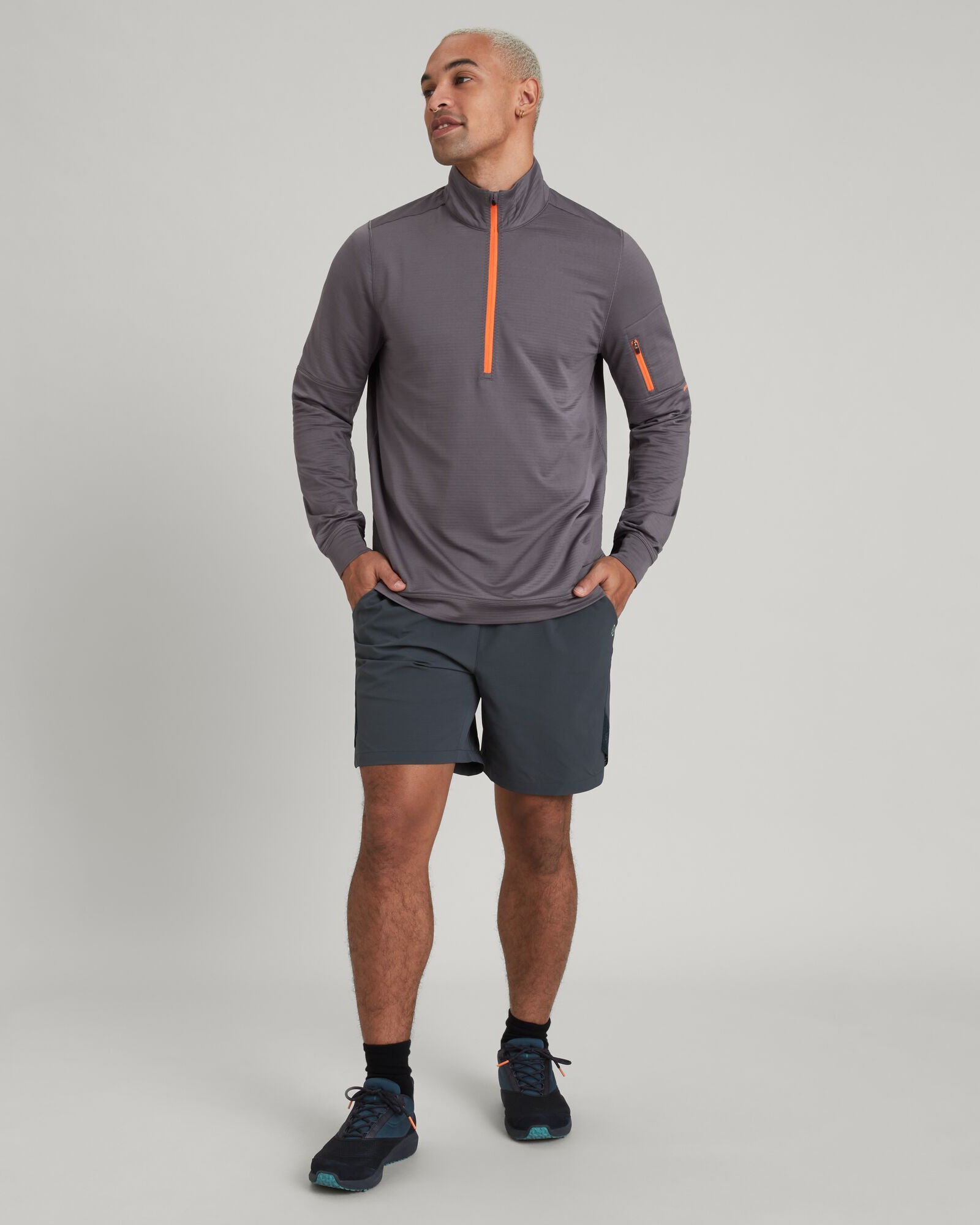 WELL.DER.NESS Men's Lightweight Quarter Zip Pullover Sweatshirt - Light Quartz Color for Casual Wear, Outdoor Activities & Gym Workouts