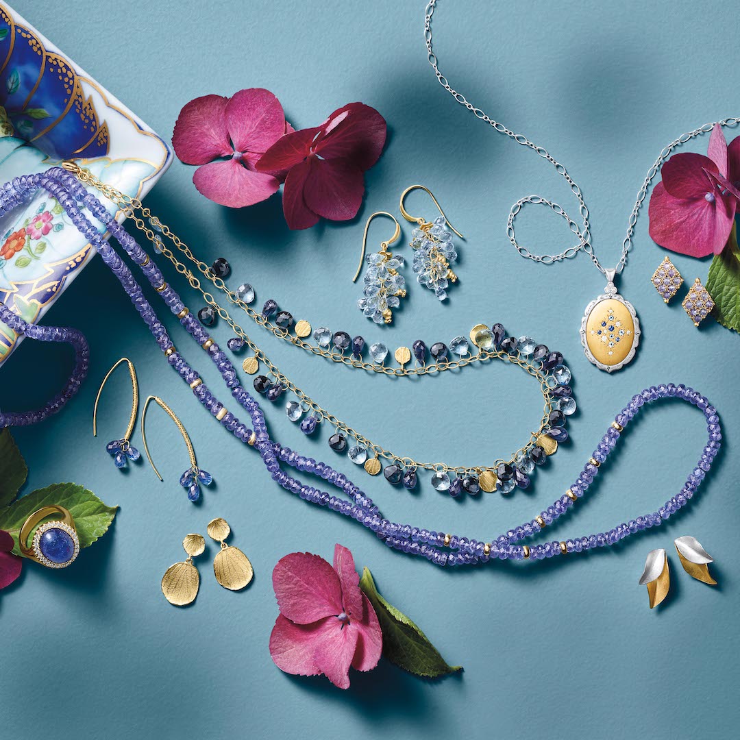 Blue Multi Gemstone Briolette & Petal Necklace - Elegant Handmade Jewelry for Women | Perfect for Weddings, Parties & Special Occasions
