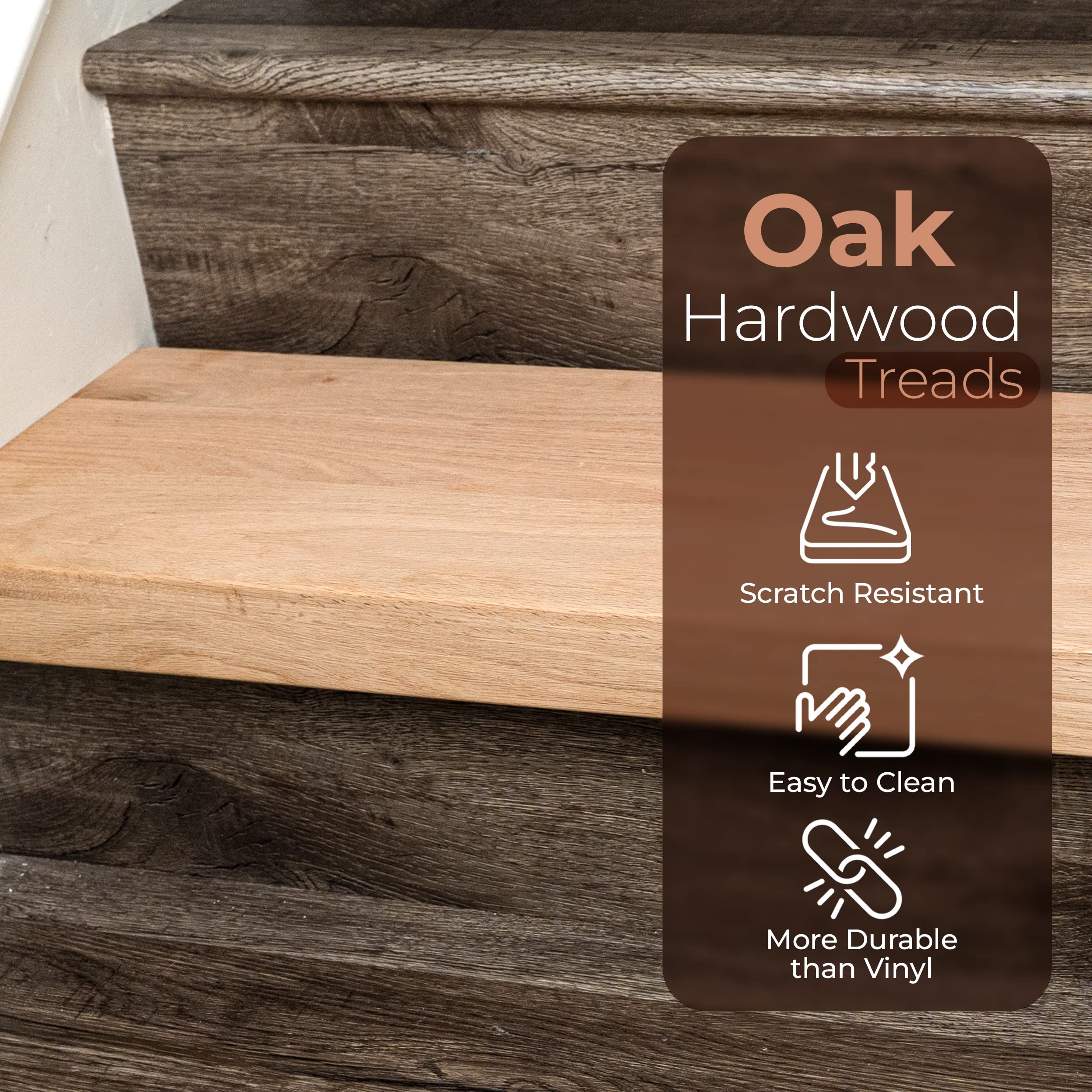 Premium Unfinished Red Oak Stair Treads - Solid Hardwood Stair Steps for Elegance & Durability - Easy to Clean & Customize - Perfect for Home Staircase Renovation, DIY Projects & Interior Decoration