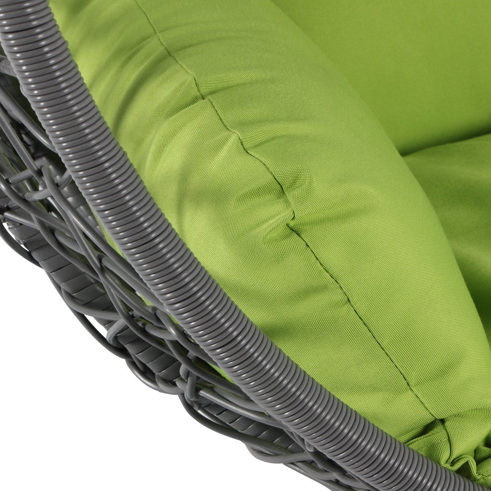 Outdoor Hanging Chair with Deep Seat Cushion Set, Headrest & Armrest - Comfortable Porch Swing Replacement for Backyard, Patio, Garden Relaxation (Green) - Perfect for Lounging, Reading & Enjoying Nature