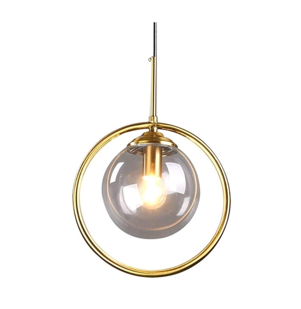 24cm Modern Minimalist Glass Flush Mount Pendant Light - Single Head Luxury Chandelier for Bedroom, Bedside, Dining Room & Bar Table - Elegant Lighting for Home Decor & Interior Design