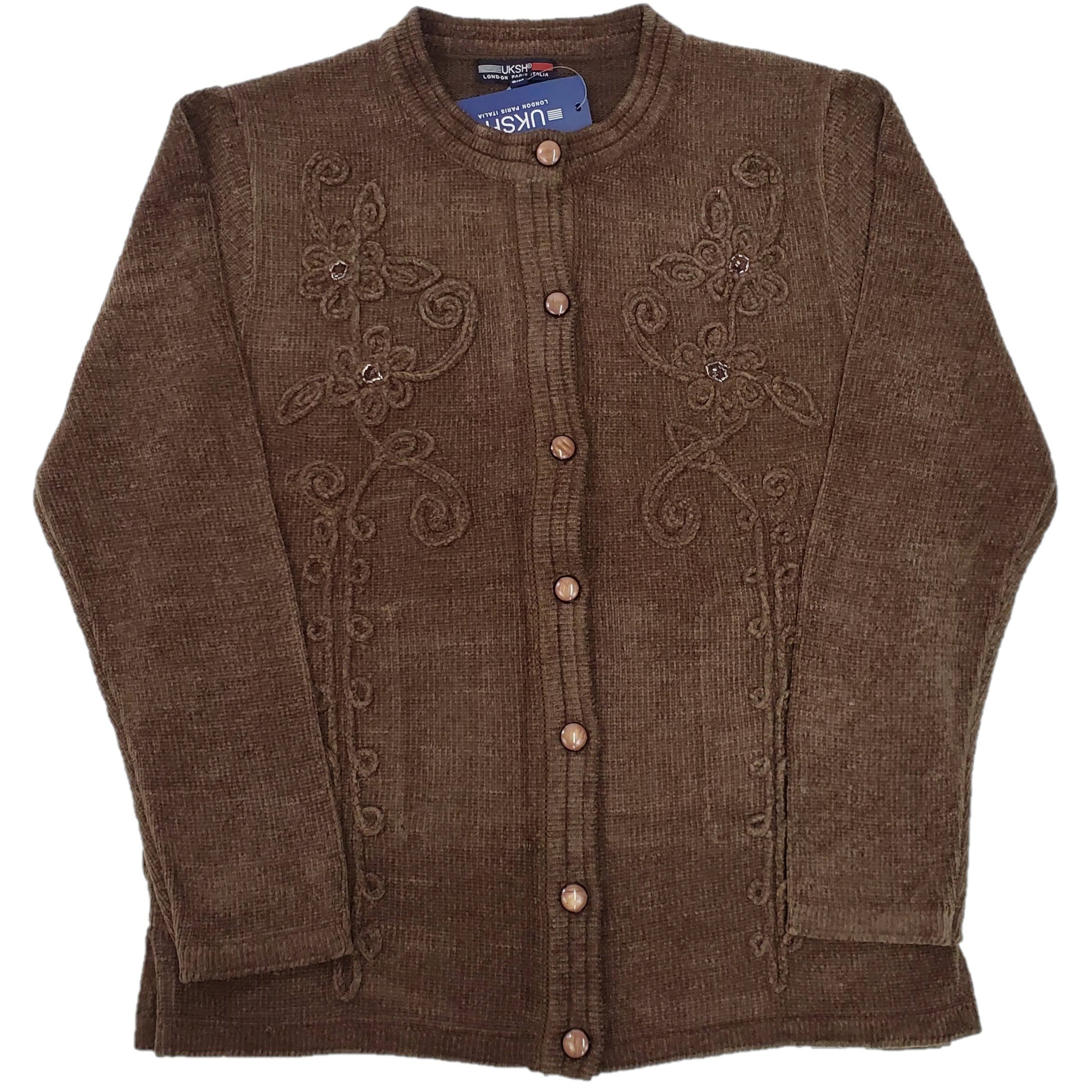 Women's Soft Chenille Embroidery Designer Cardigan Sweater - Cozy Knitwear for Fall & Winter, Perfect for Office, Date Night and Casual Outings