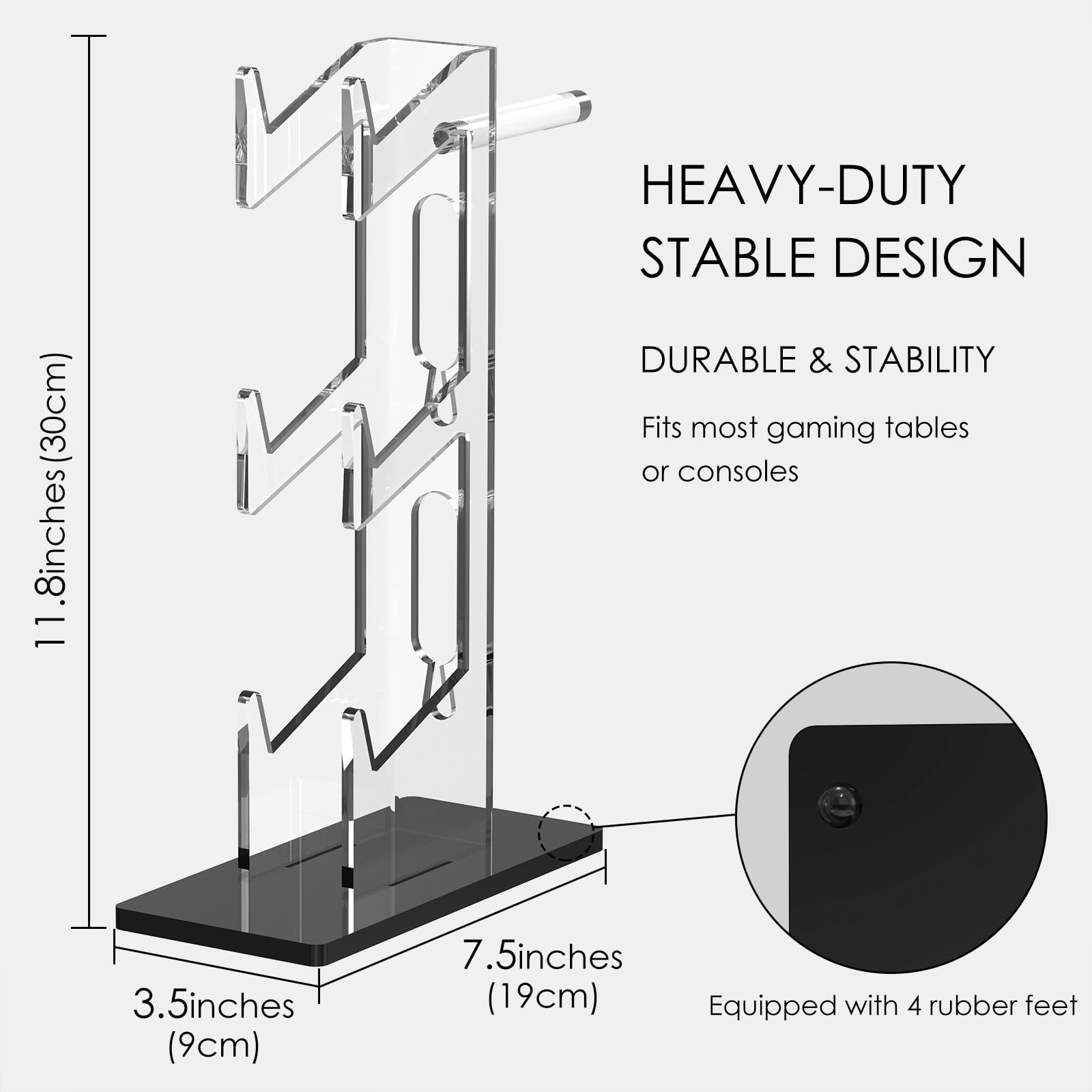 Universal 3-Tier Controller Stand & Headset Holder for PS5, PS4, Switch Pro, Xbox - Crystal Texture Gaming Accessories Organizer (White) - Perfect for Gaming Setup & Desk Organization