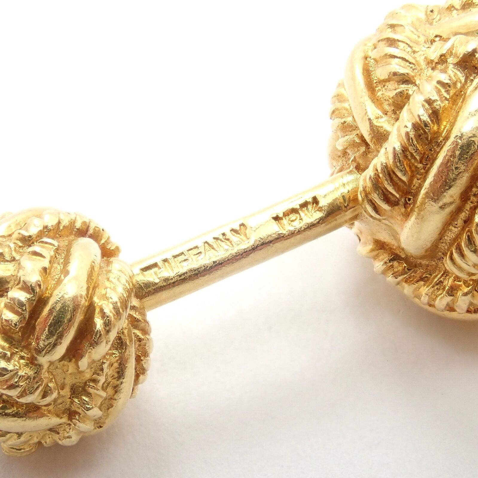 Vintage Tiffany & Co. 18k Yellow Gold Schlumberger Rope Knot Cufflinks - Luxury Men's Jewelry for Weddings & Formal Events