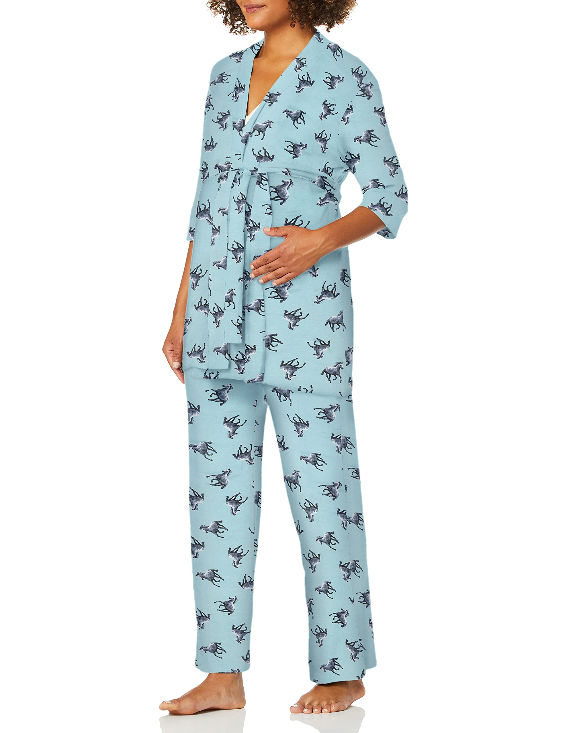 5-Piece Maternity & Nursing Pajama Set - Soft Cotton Sleepwear for Pregnant Women & New Moms - Comfortable Breastfeeding Pajamas for Nighttime Nursing & Postpartum Recovery - Perfect for Hospital Stay, Home Relaxation & Mother-Baby Bonding Time