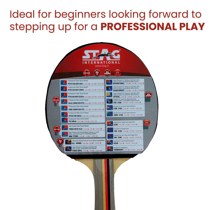 STAG 4-Star Professional Table Tennis Paddle - Premium Ping Pong Racket for Competitive Play & Training - Perfect for Home, Office & Club Tournaments