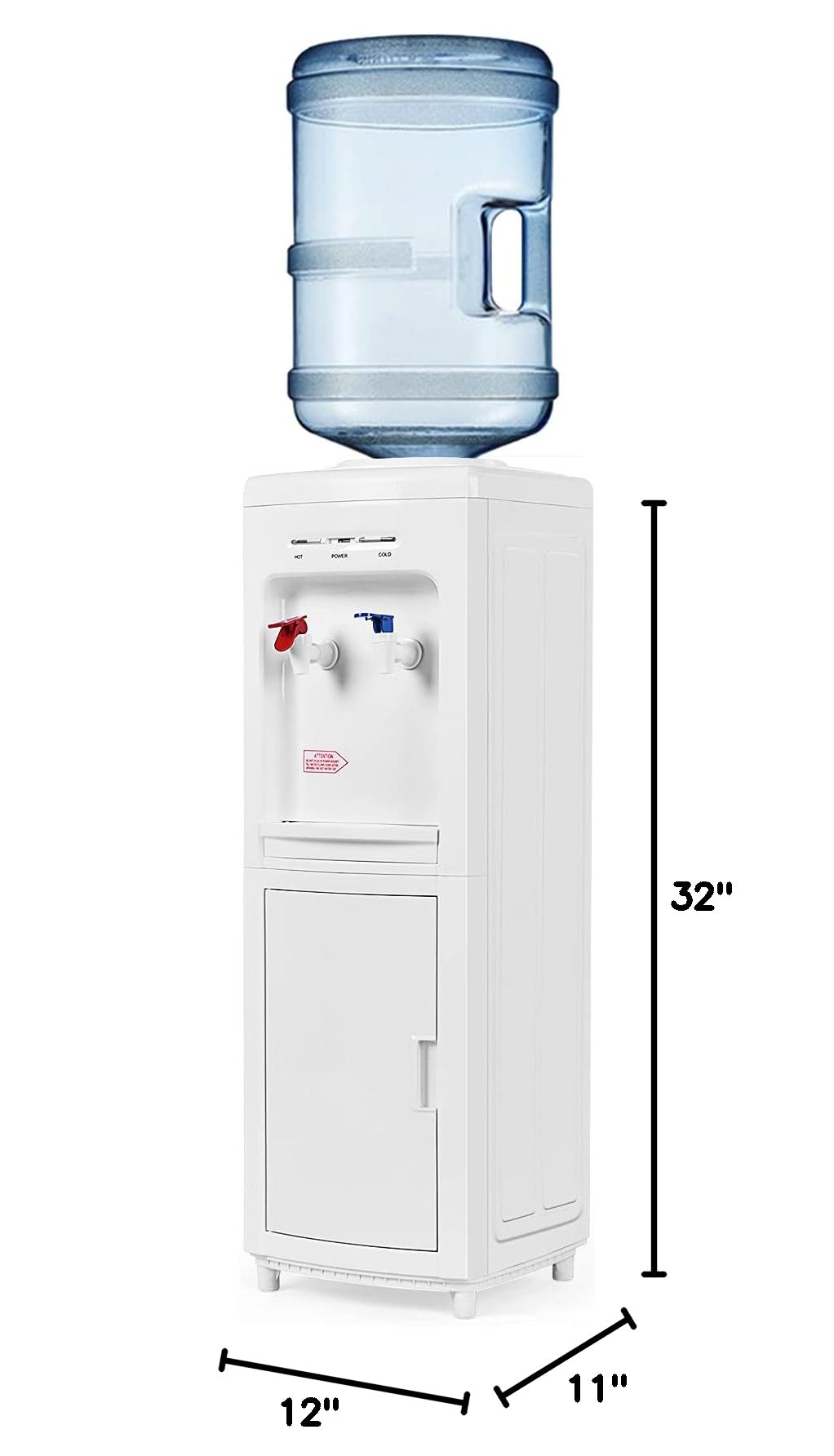 GOFLAME Top Loading Water Cooler Dispenser with Hot & Cold Water - 3-5 Gallon Capacity, Storage Cabinet & Child Safety Lock - Perfect for Home, Office & Dorm Use