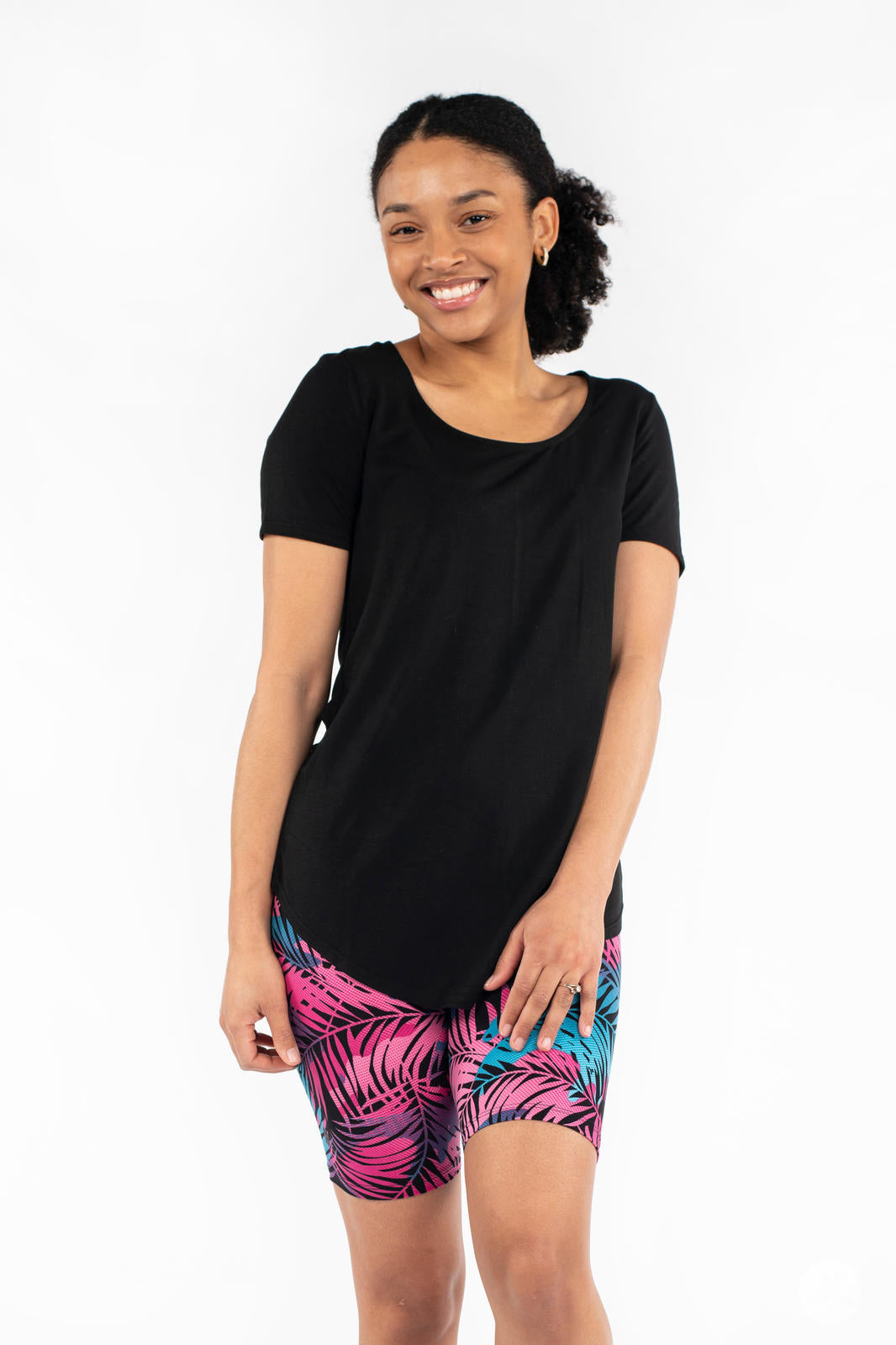 Palm Party Biker Shorts for Women - High Waisted Yoga Shorts with Pockets - Perfect for Cycling, Workouts & Summer Outfits