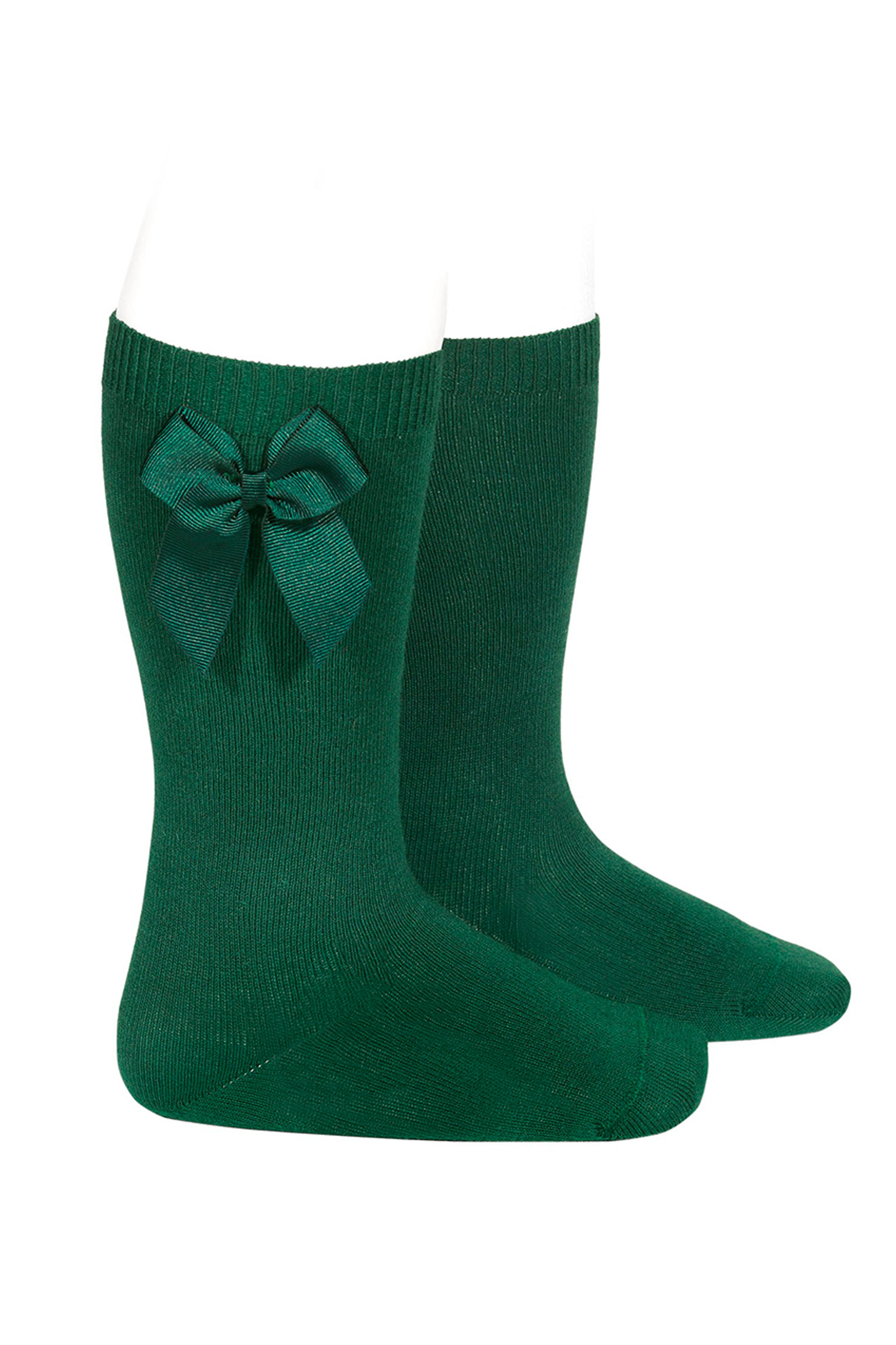 Bottle Green Bow Knee High Socks for Women - Fashionable & Comfortable Knee-Length Socks - Perfect for Outfits, Cosplay, and Daily Wear