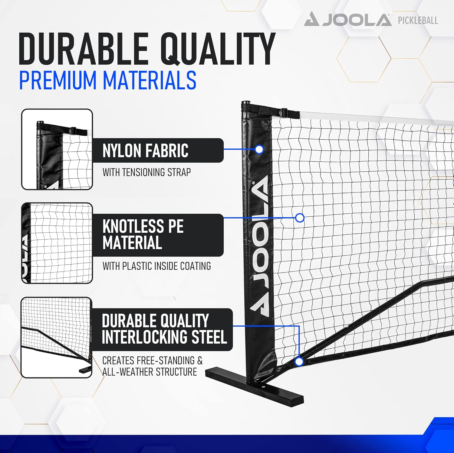 JOOLA Elemental Pickleball Net - Portable & Regulation Size for Outdoor & Indoor Play - Perfect for Backyard, Court & Tournament Use