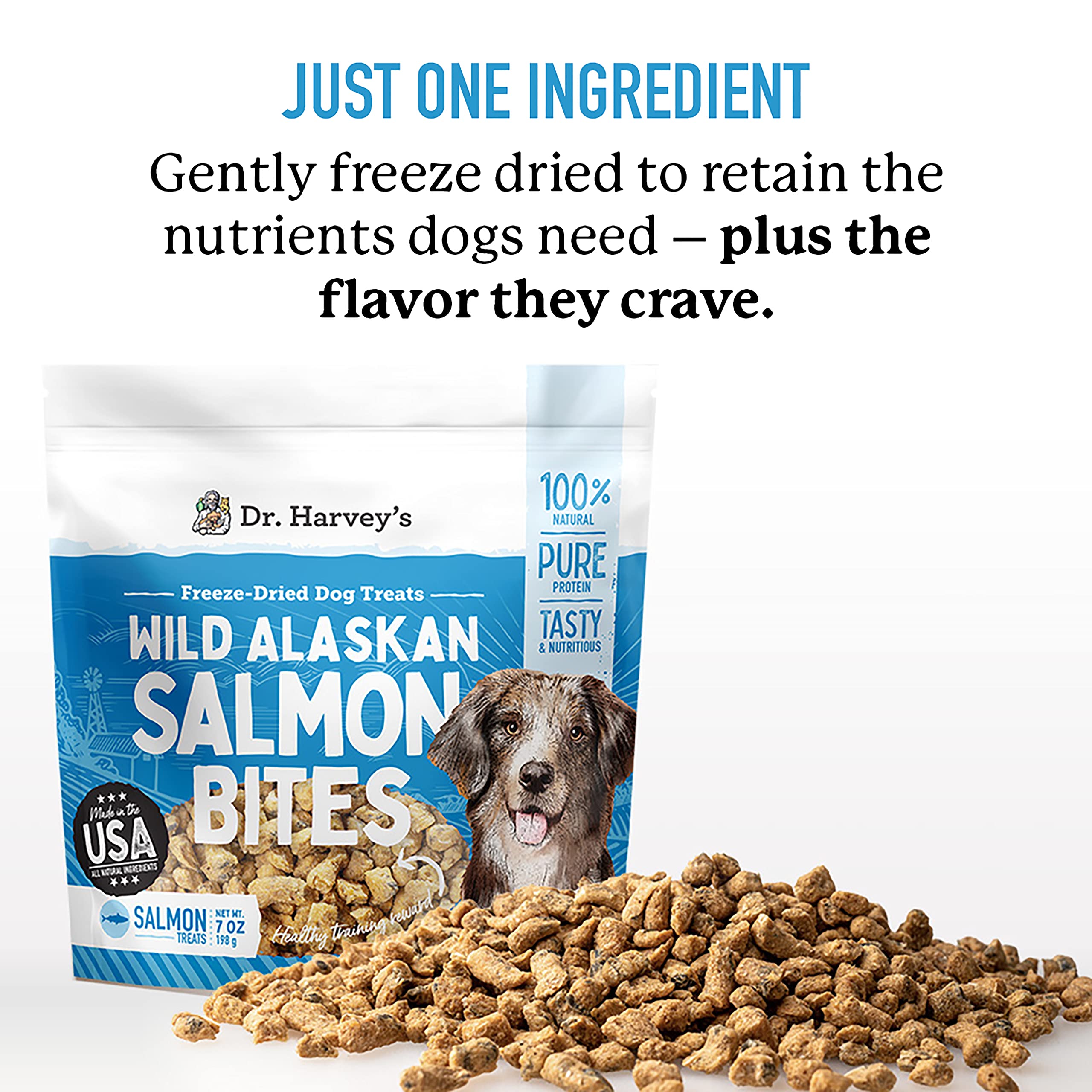 Premium Freeze-Dried Wild Alaskan Salmon Dog Treats - All-Natural Training Rewards with Real Salmon Meat - 7oz Pack of 3 - Perfect for Obedience Training & Healthy Snacking