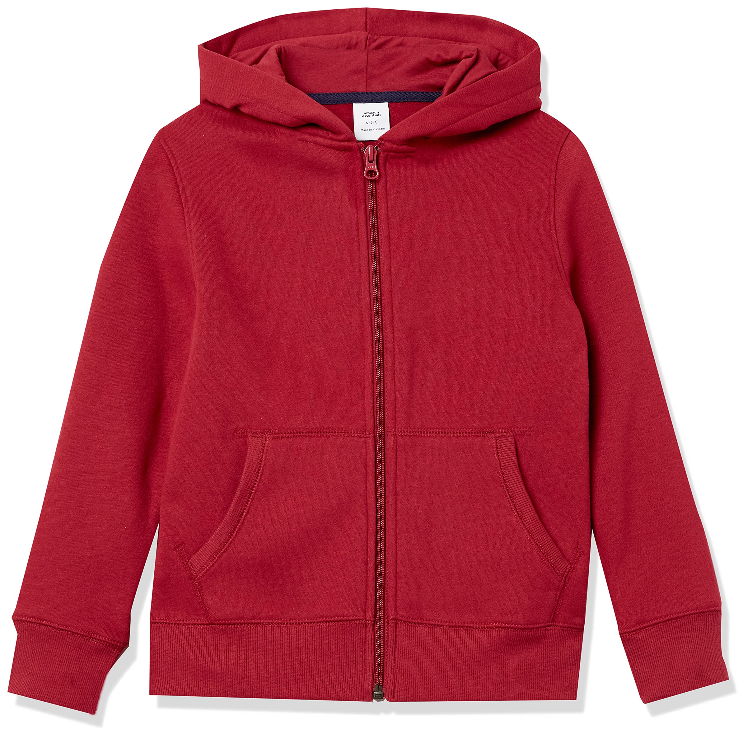 Amazon Essentials Boys' Zip-Up Hooded Sweatshirt - Lightweight Fleece Pullover for School, Sports & Outdoor Activities
