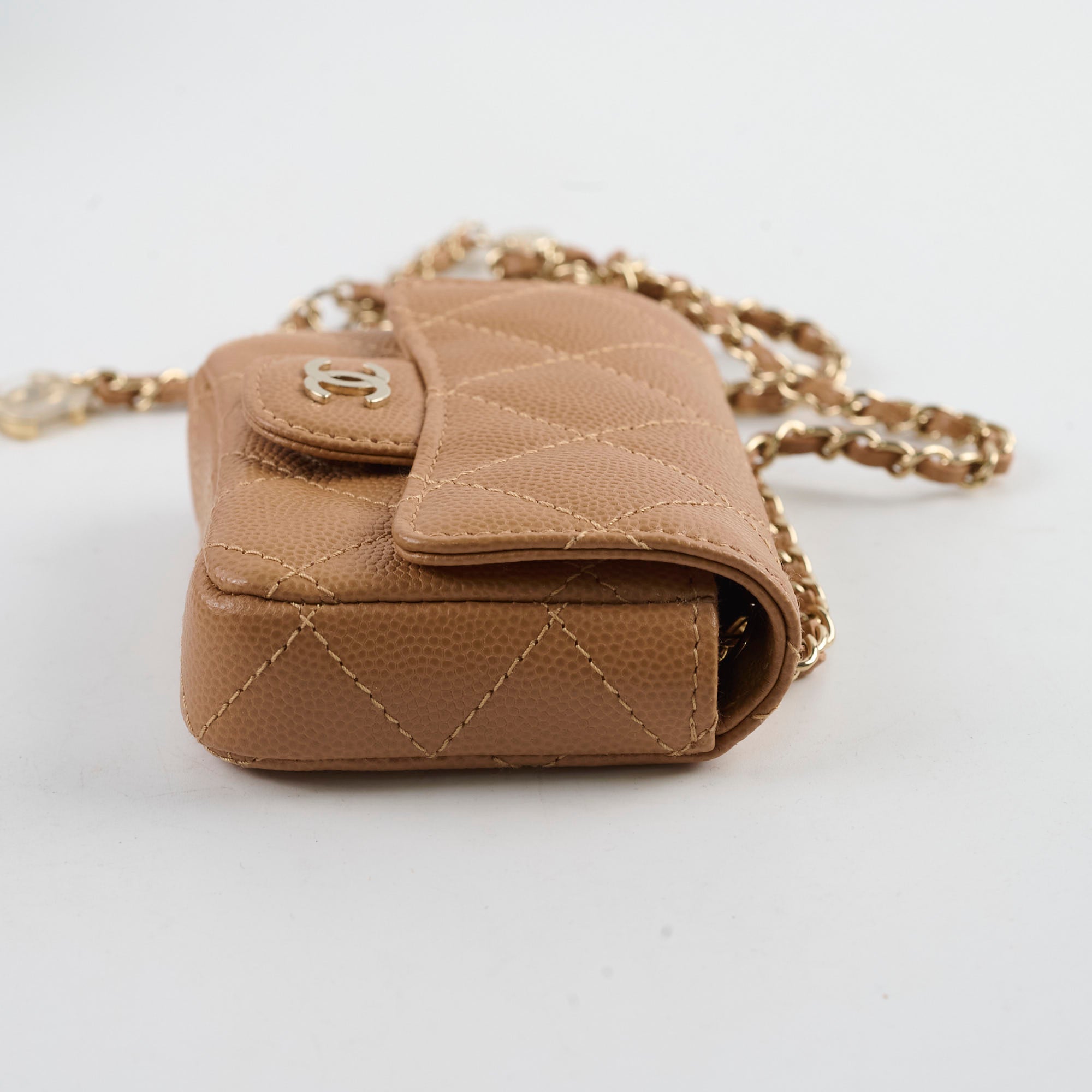 Chanel 23P Classic Clutch With Chain Belt Waist Bag Dark Beige Microchipped (2023) | Luxury Crossbody Bag for Women | Perfect for Parties, Date Nights & Special Occasions