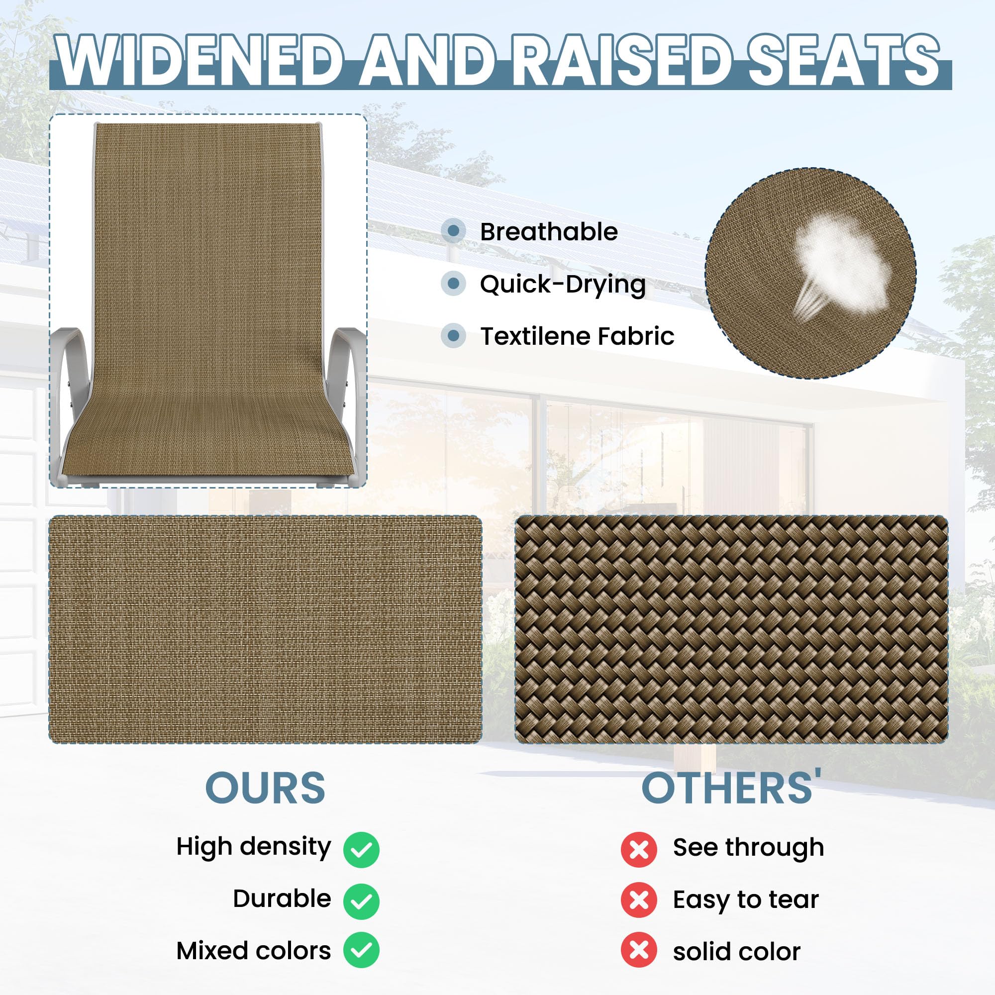Amopatio 4-Piece Stackable Patio Dining Chairs Set - Weather-Resistant Outdoor Furniture for Backyard, Deck & Garden - Breathable Comfortable Silver-Brown Chairs for All-Season Use | Perfect for BBQs, Poolside Relaxation & Outdoor Entertaining