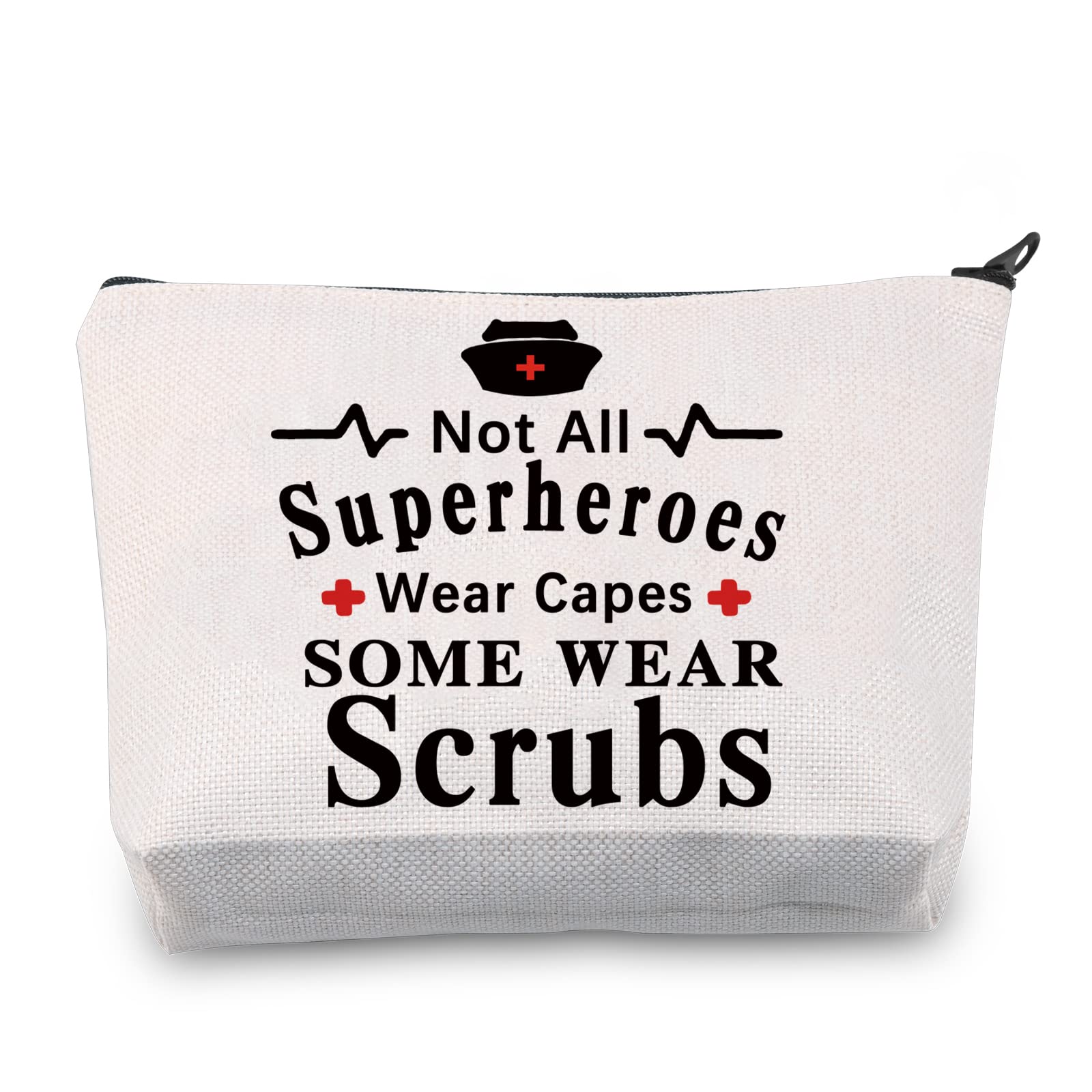 LEVLO Nurse Appreciation Gift - Not All Superheroes Wear Capes Makeup Bag for RNs, Nursing Students & Healthcare Workers - Perfect Nurse Week, Graduation & Thank You Gifts (Some Wear Scrubs) - Ideal for Work, Travel & Daily Essentials Organization